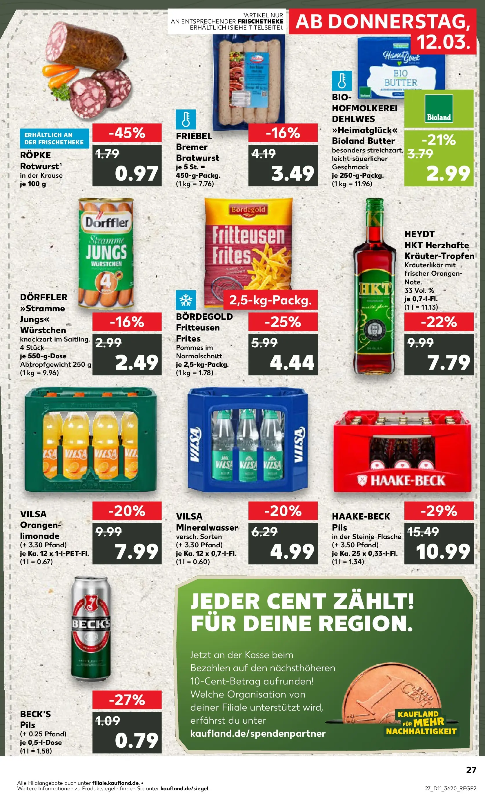 Prospekt Kaufland ab 09.03.2026 » Angebote Online zum Blättern | Seite: 47 | Produkte: Butter, Bratwurst, Orangen, Limonade