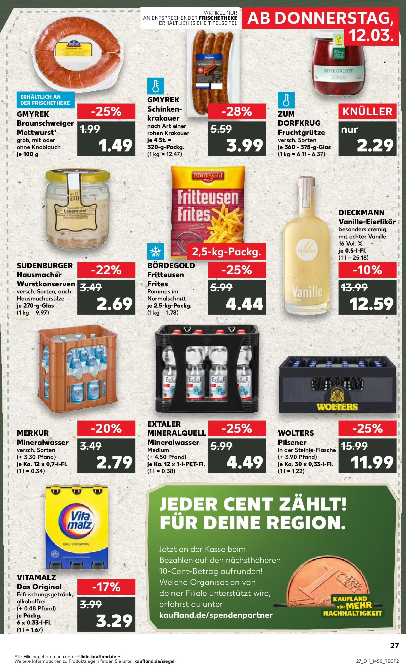 Prospekt Kaufland ab 09.03.2026 » Angebote Online zum Blättern | Seite: 39 | Produkte: Pommes, Mineralwasser, Knoblauch, Schinken