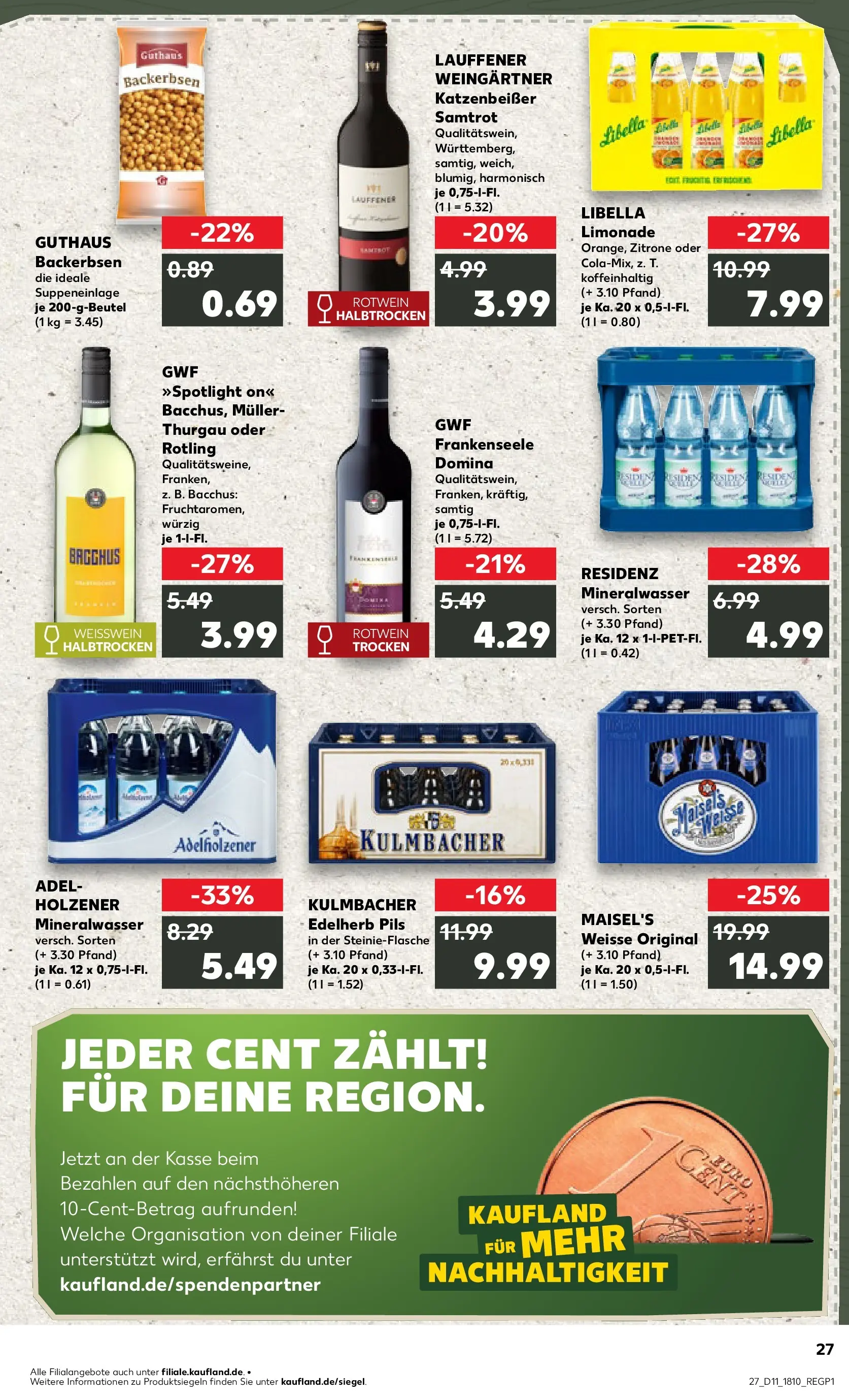 Prospekt Kaufland ab 09.03.2026 » Angebote Online zum Blättern | Seite: 39 | Produkte: Weißwein, Adelholzener, Limonade, Zitrone