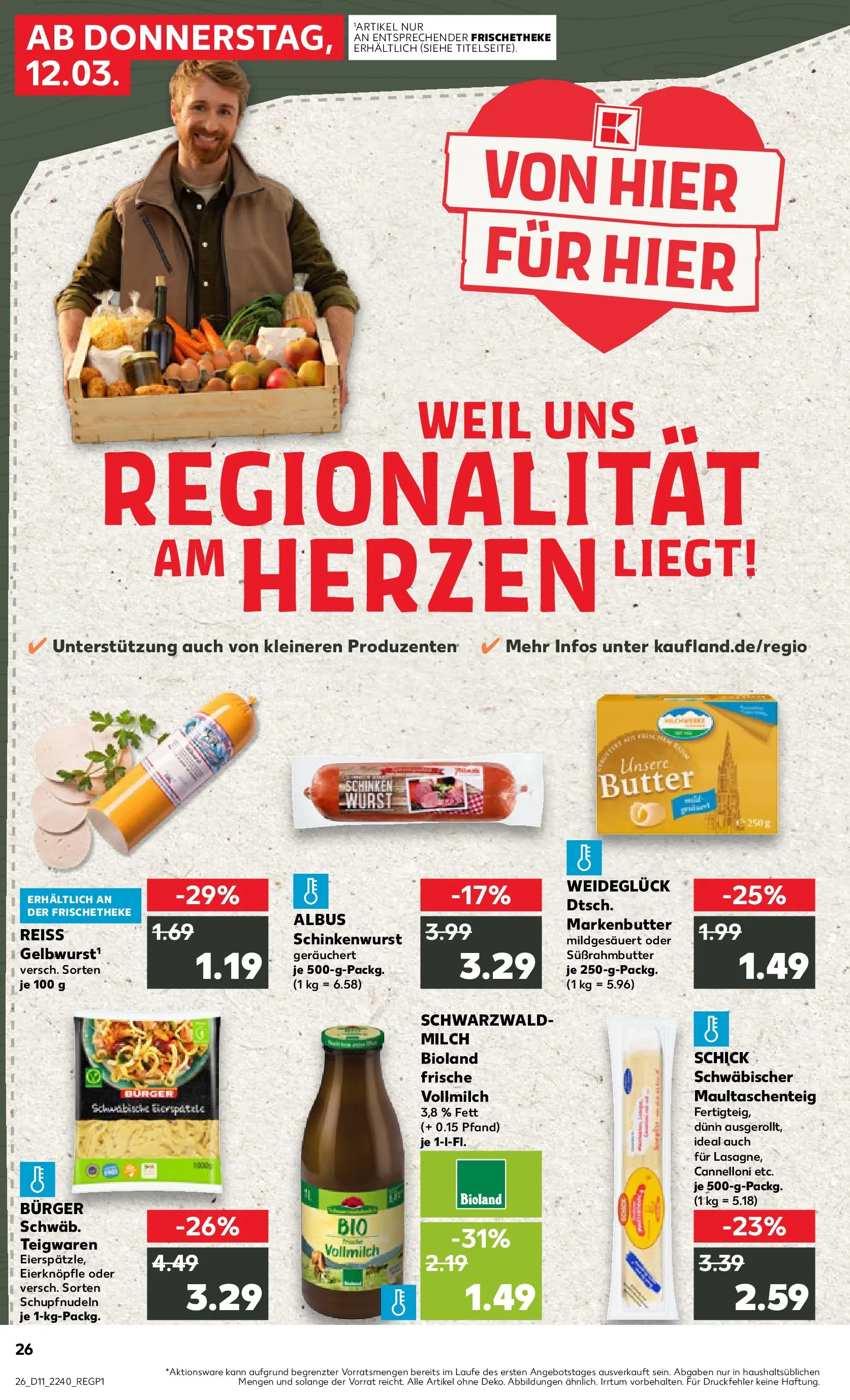 Prospekt Kaufland ab 09.03.2026 » Angebote Online zum Blättern | Seite: 38 | Produkte: Milch, Butter, Wurst, Schinken