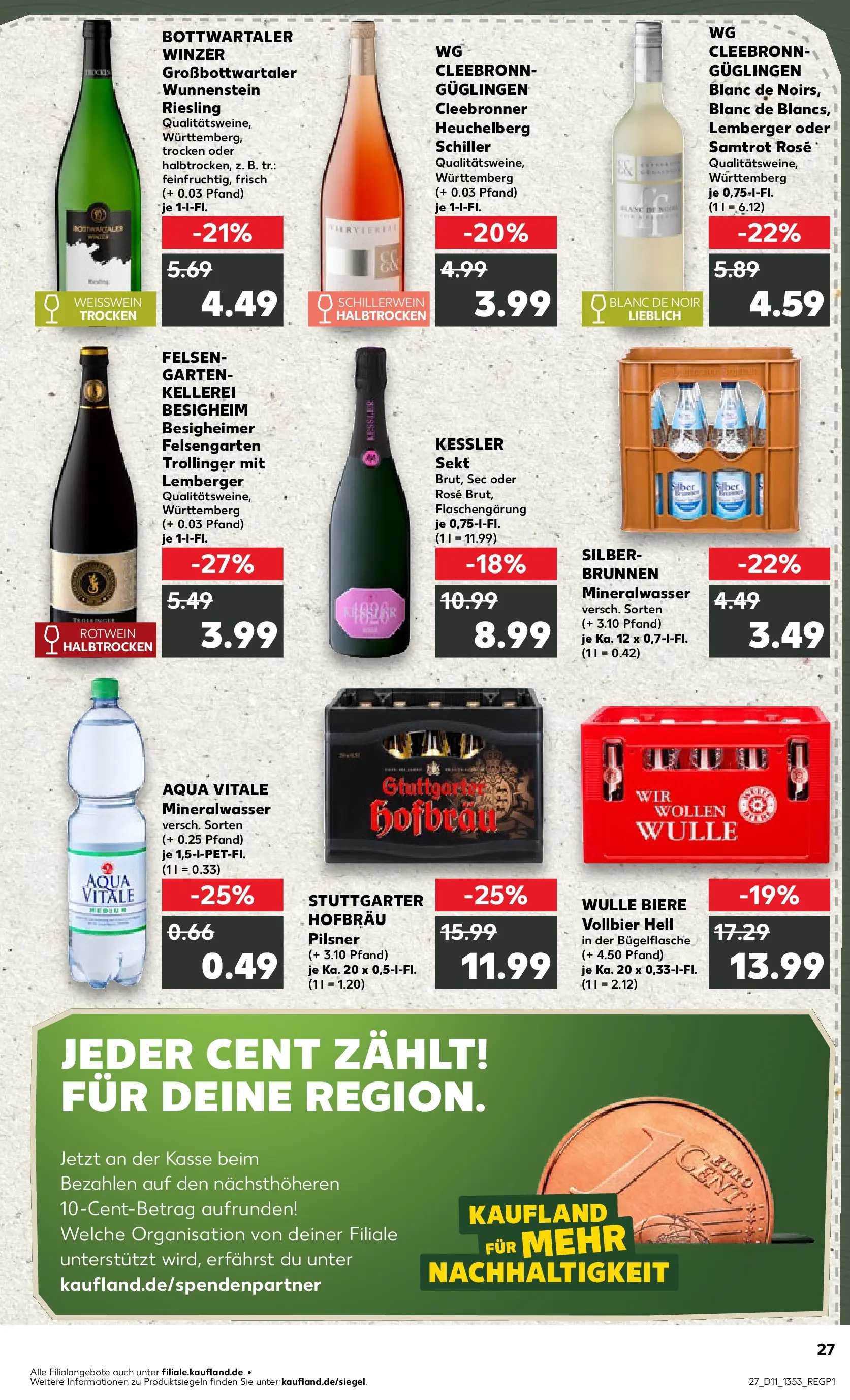 Prospekt Kaufland ab 12.03.2026 » Angebote Online zum Blättern | Seite: 27 | Produkte: Weißwein, Rotwein, Sekt, Mineralwasser