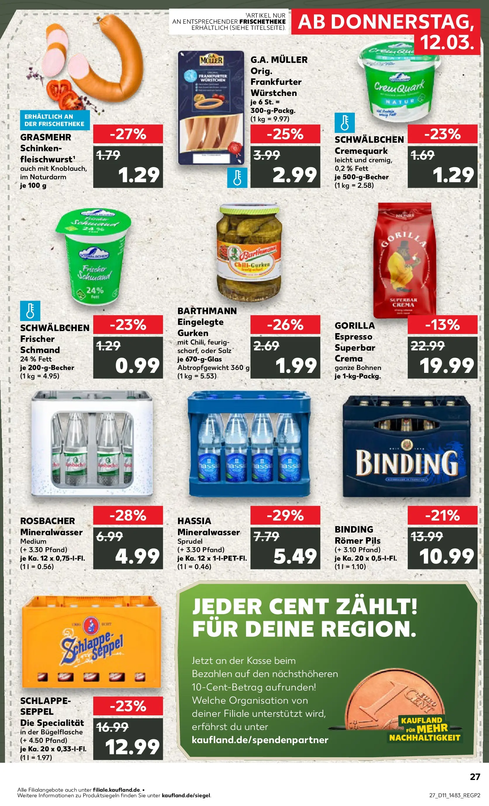 Prospekt Kaufland ab 09.03.2026 » Angebote Online zum Blättern | Seite: 39 | Produkte: Quark, Pils, Salz, Schinken
