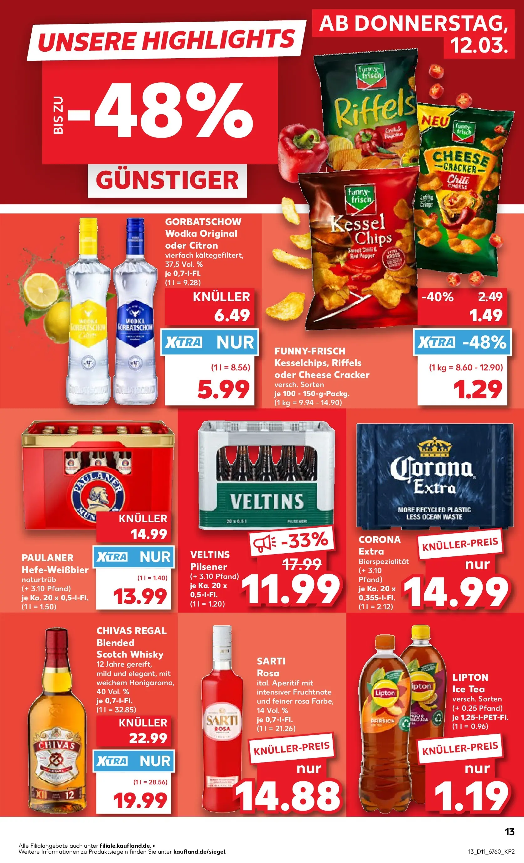 Prospekt Kaufland ab 09.03.2026 » Angebote Online zum Blättern | Seite: 25 | Produkte: Pfirsich, Wodka gorbatschow, Vodka, Chips