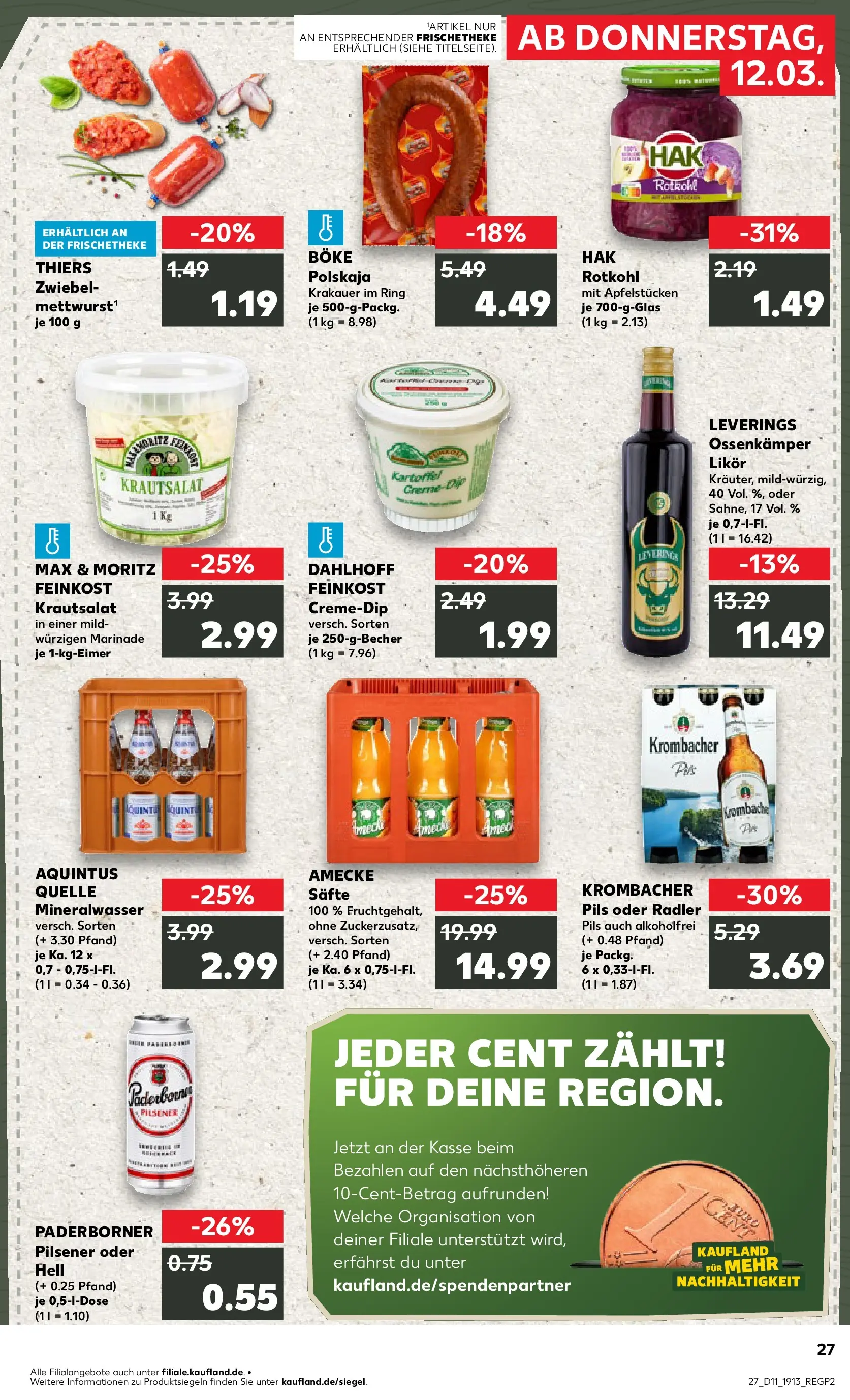 Prospekt Kaufland ab 09.03.2026 » Angebote Online zum Blättern | Seite: 39 | Produkte: Likör, Pils, Mineralwasser, Krombacher