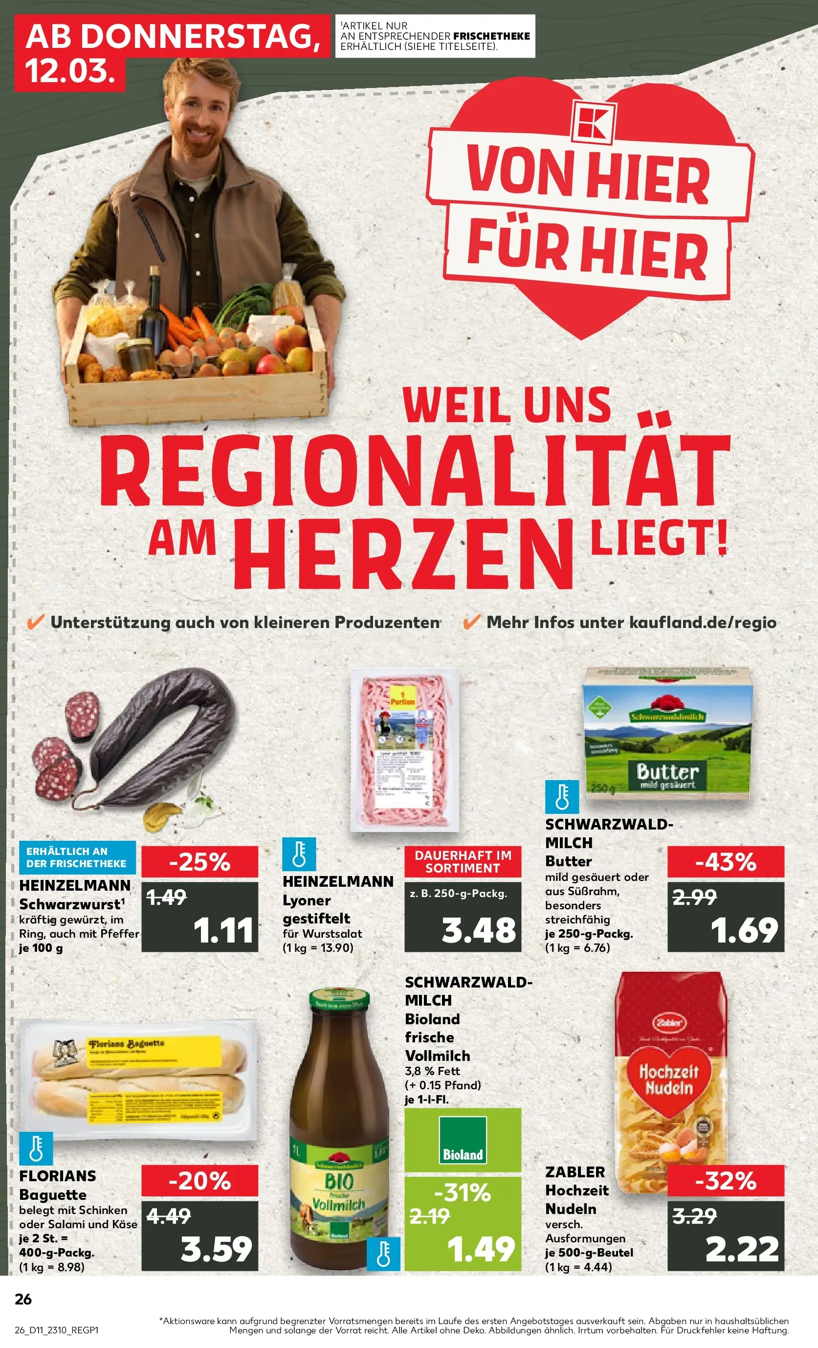 Prospekt Kaufland ab 09.03.2026 » Angebote Online zum Blättern | Seite: 38 | Produkte: Käse, Baguette, Schinken, Nudeln