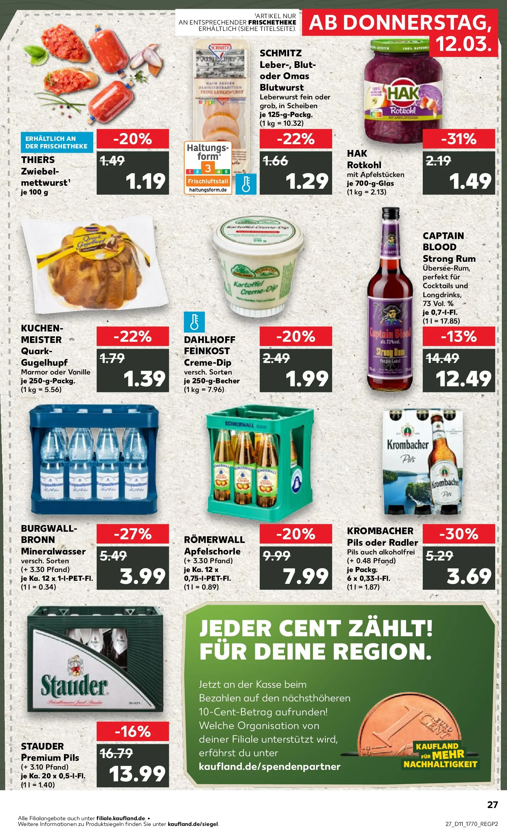 Prospekt Kaufland ab 12.03.2026 » Angebote Online zum Blättern | Seite: 27 | Produkte: Rotkohl, Rum, Apple, Radler