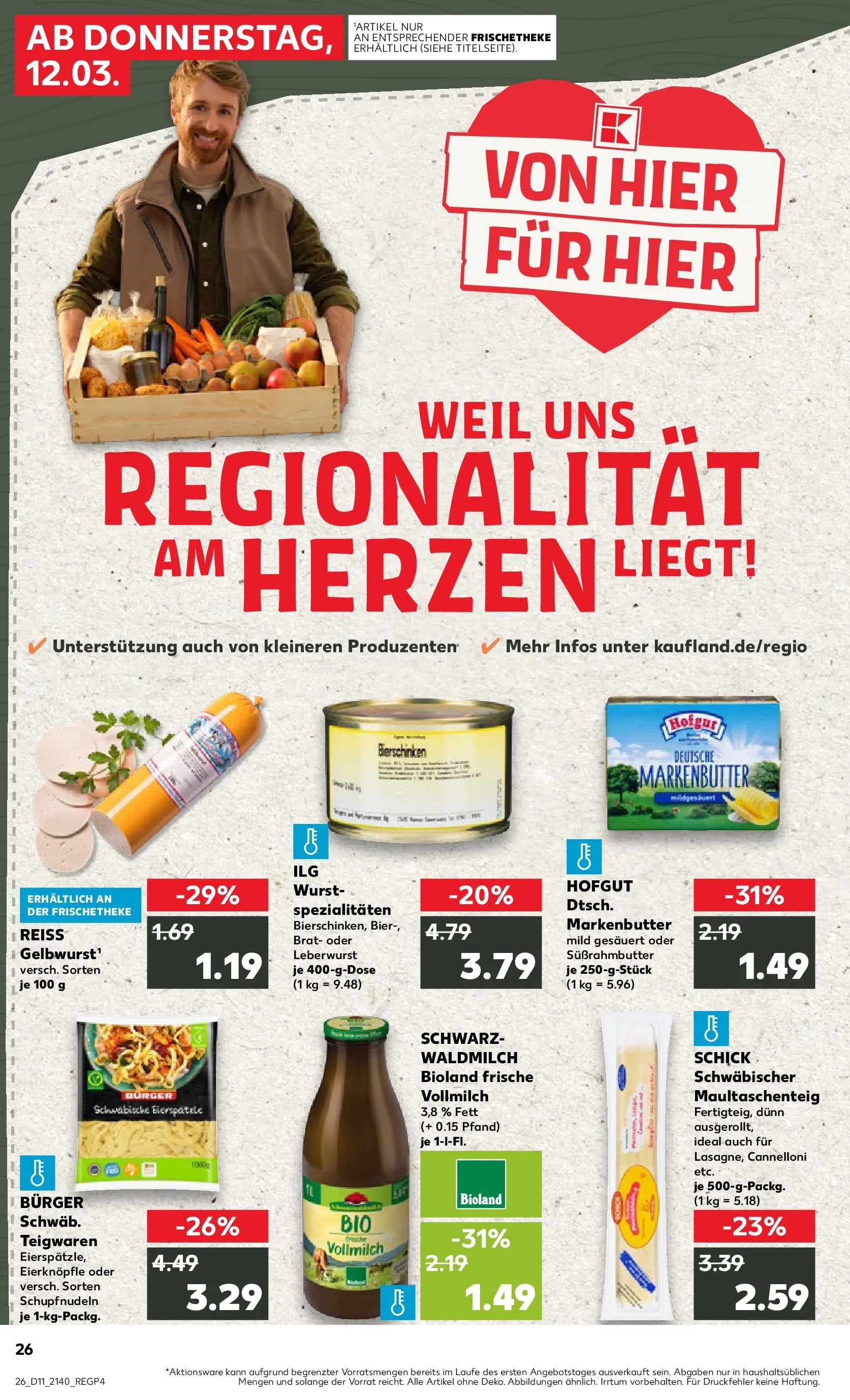 Prospekt Kaufland ab 09.03.2026 » Angebote Online zum Blättern | Seite: 38 | Produkte: Butter, Bier, Wurst, Pasta