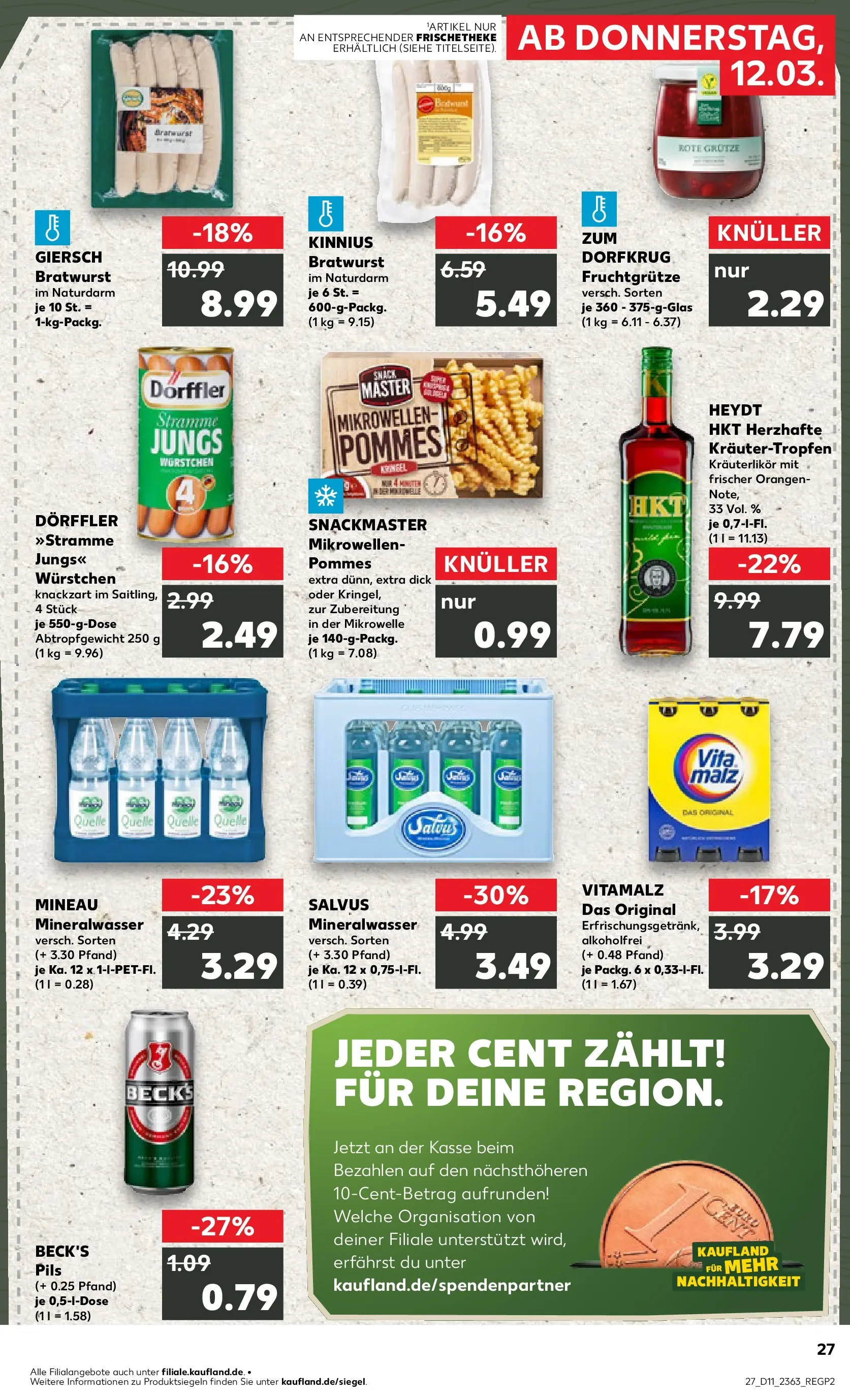 Prospekt Kaufland ab 09.03.2026 » Angebote Online zum Blättern | Seite: 39 | Produkte: Mikrowelle, Bratwurst, Orangen, Mineralwasser
