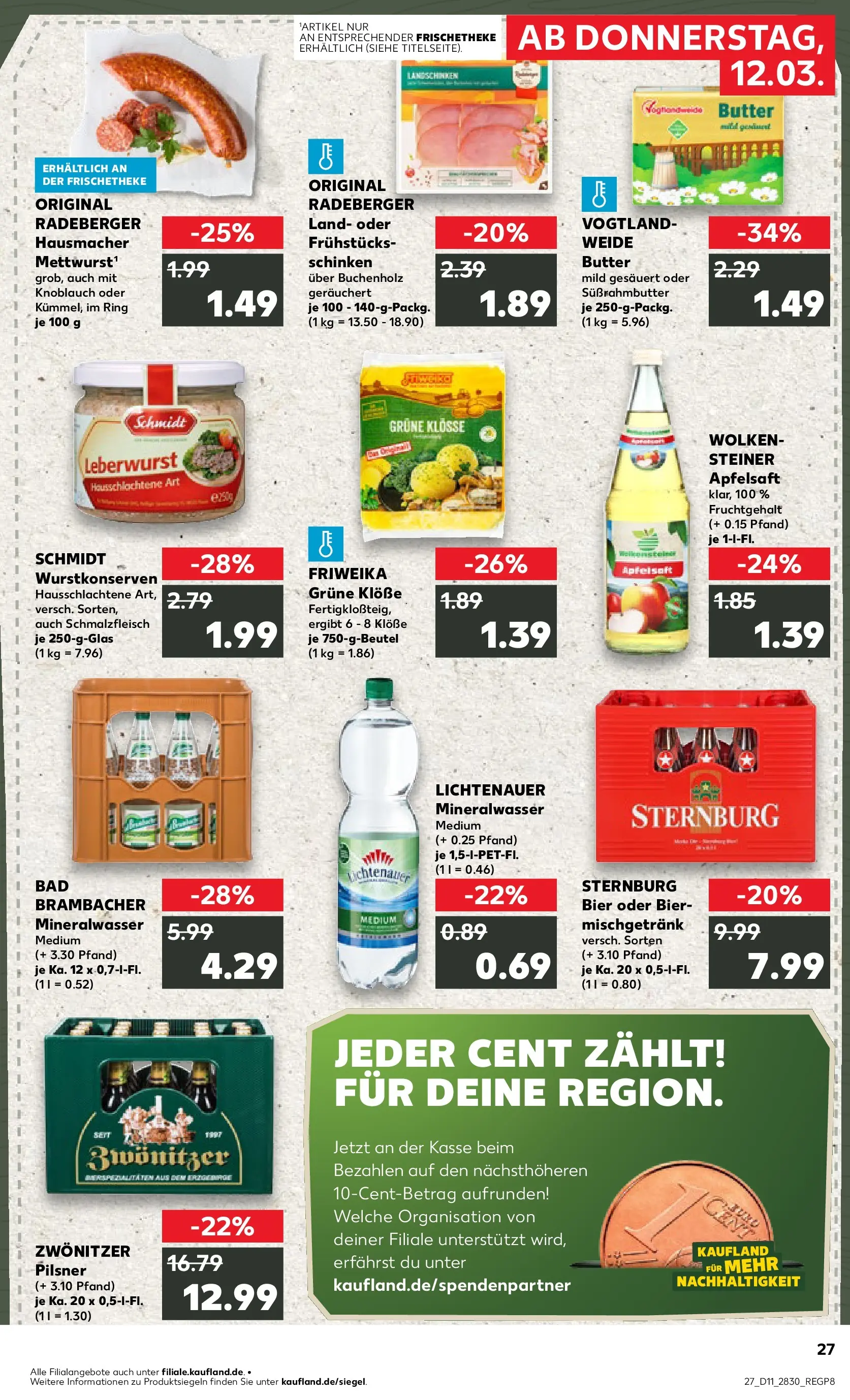 Prospekt Kaufland ab 12.03.2026 » Angebote Online zum Blättern | Seite: 27 | Produkte: Bier, Apfelsaft, Knoblauch, Schinken