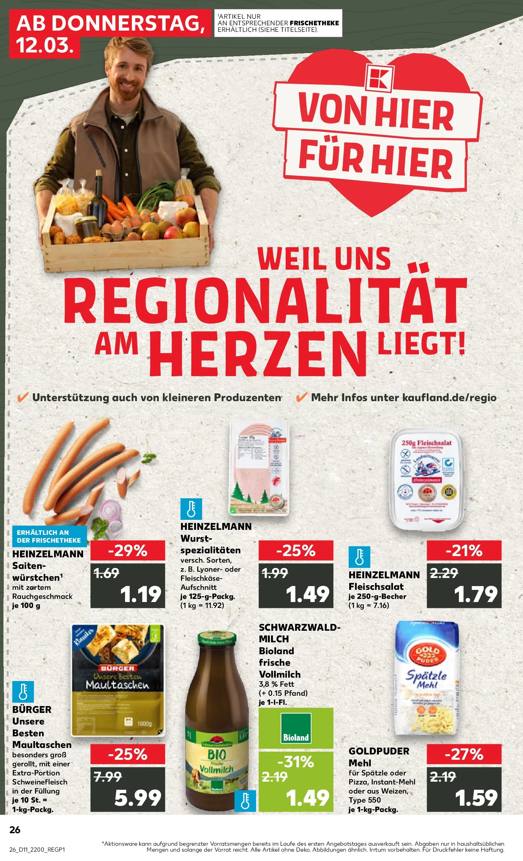 Prospekt Kaufland ab 09.03.2026 » Angebote Online zum Blättern | Seite: 38 | Produkte: Mehl, Milch, Wurst, Pasta