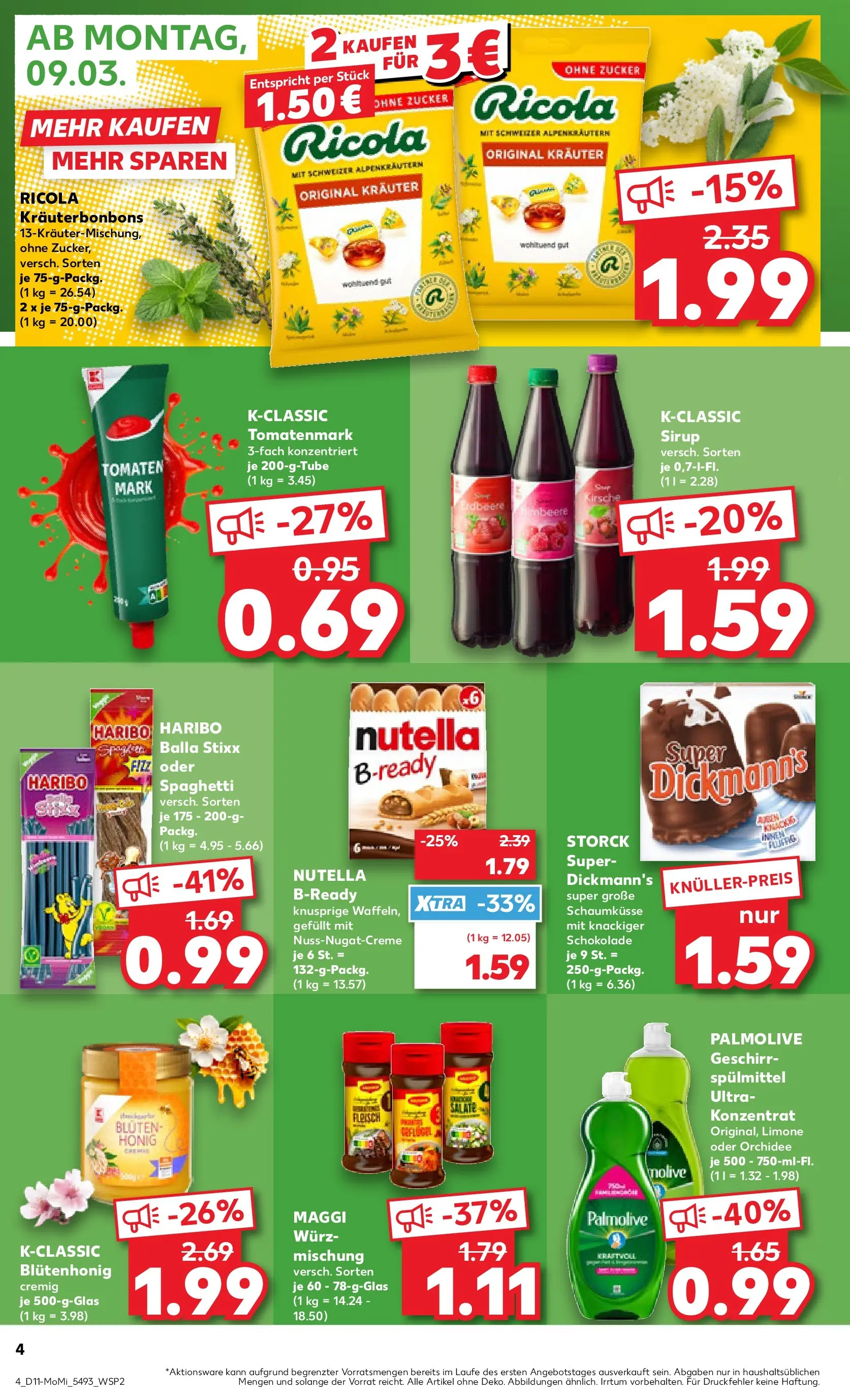 Prospekt Kaufland ab 09.03.2026 » Angebote Online zum Blättern | Seite: 4 | Produkte: Maggi, Orchidee, Sirup, Nutella