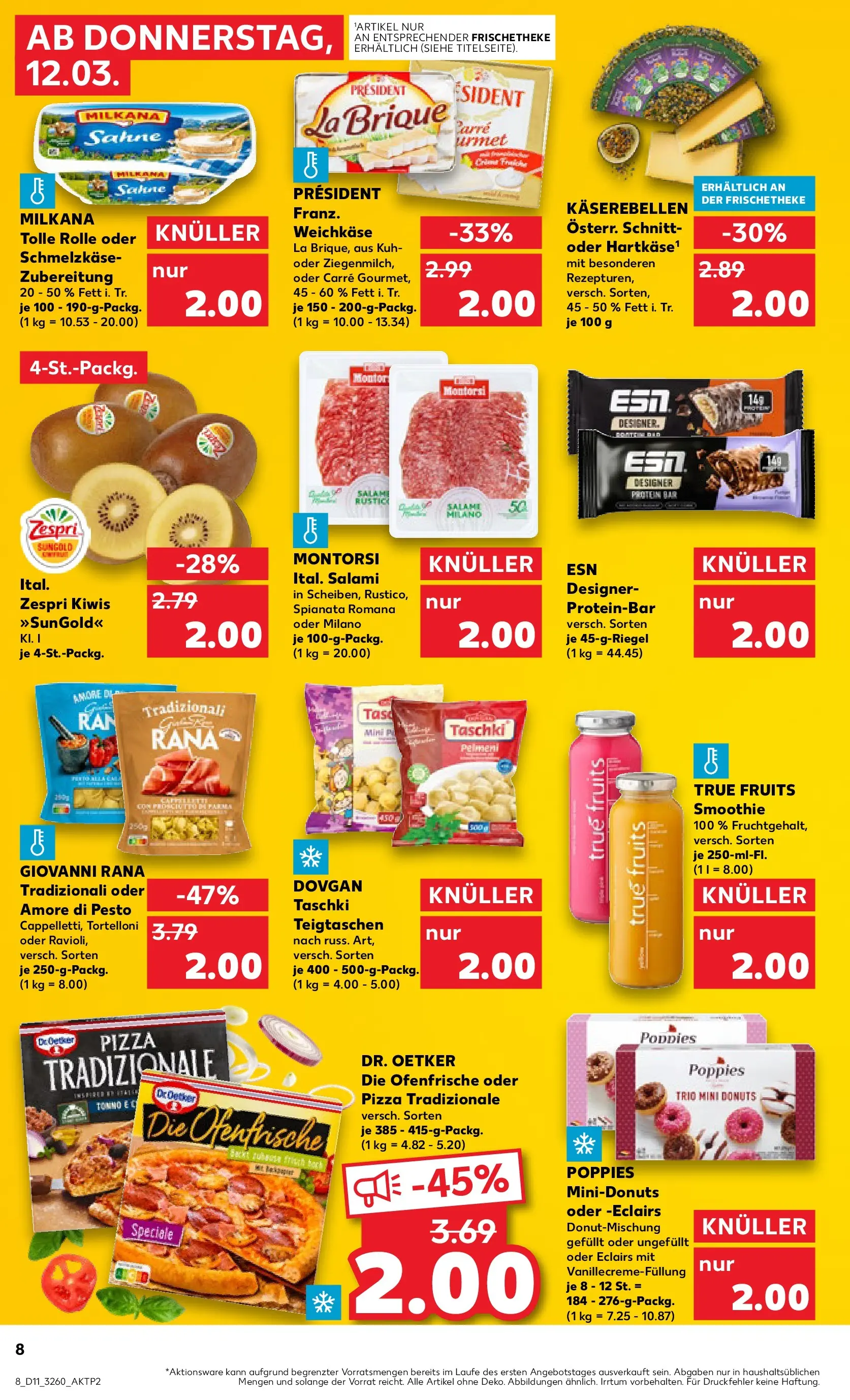 Prospekt Kaufland ab 12.03.2026 » Angebote Online zum Blättern | Seite: 8 | Produkte: Ofenfrische, Pizza, Kiwi, Sahne