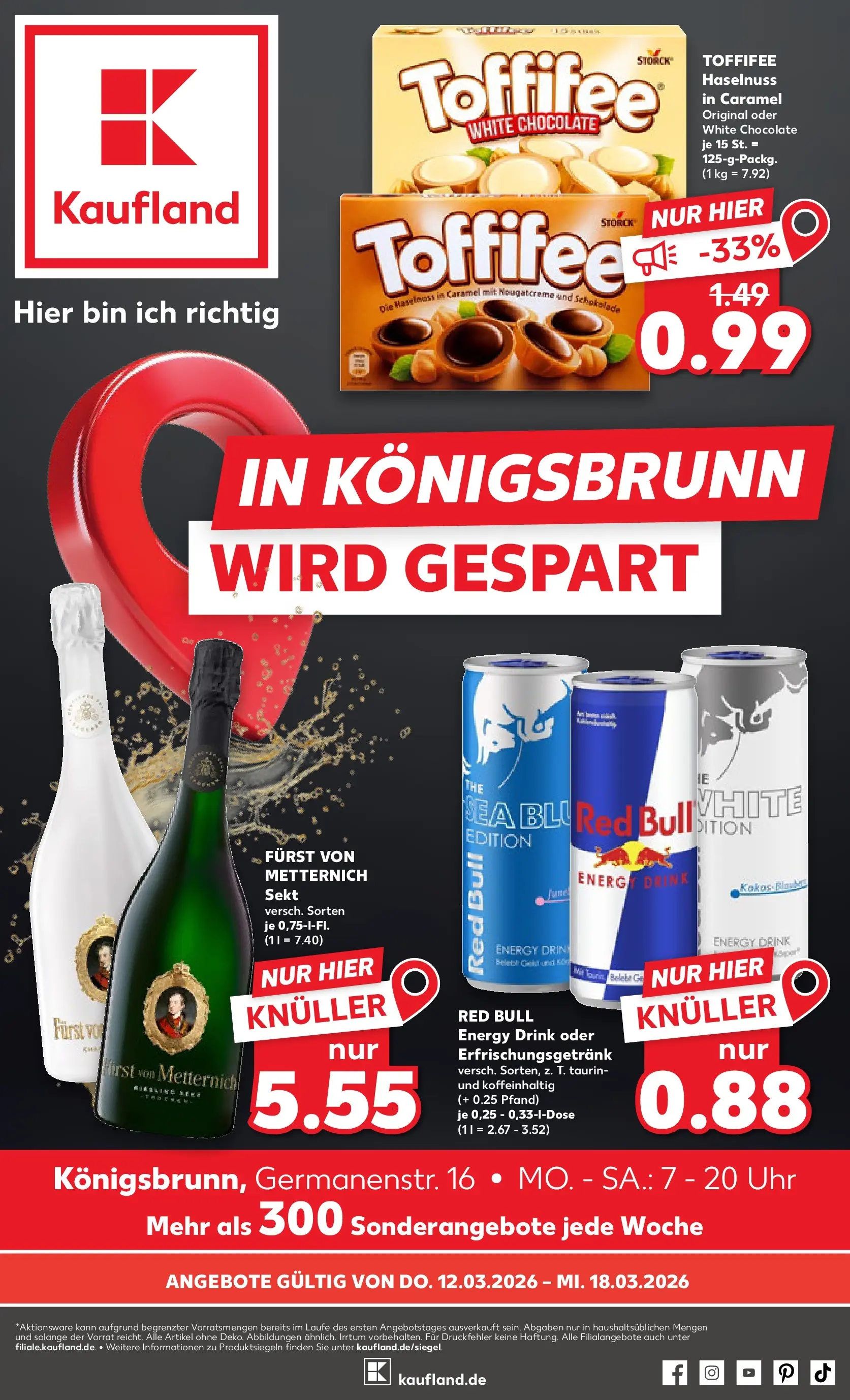 Prospekt Kaufland ab 11.03.2026 » Angebote Online zum Blättern | Seite: 1 | Produkte: Furst von metternich, Schokolade, Sekt, Uhr