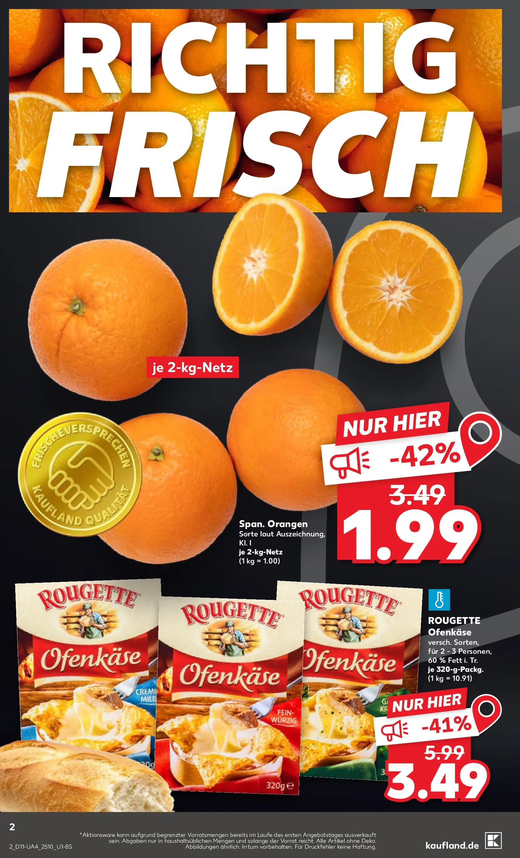 Prospekt Kaufland ab 11.03.2026 » Angebote Online zum Blättern | Seite: 2 | Produkte: Orangen, Rougette ofenkase