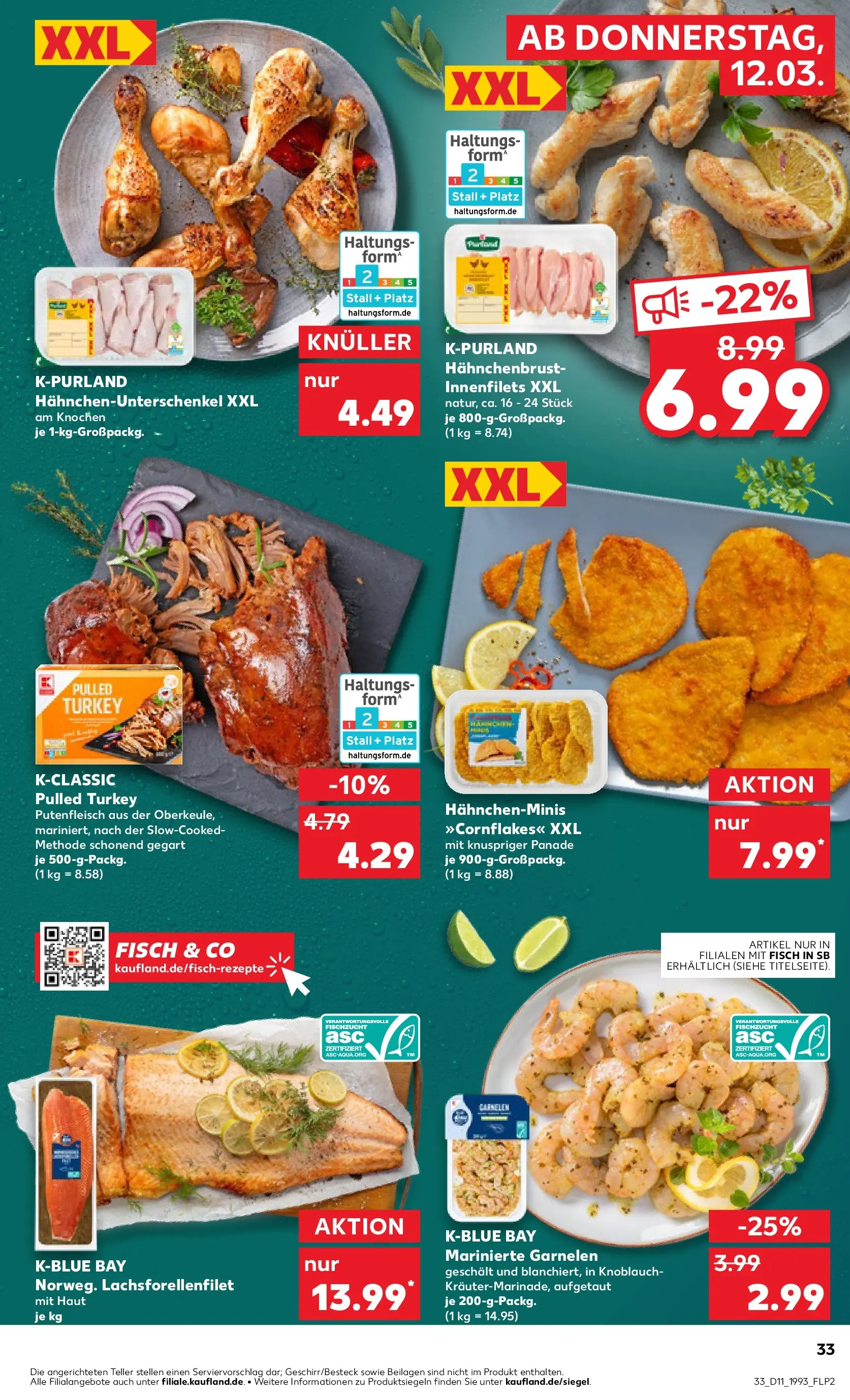 Prospekt Kaufland ab 12.03.2026 » Angebote Online zum Blättern | Seite: 33 | Produkte: Garnelen, Fisch, Knoblauch, Hahnchenbrust
