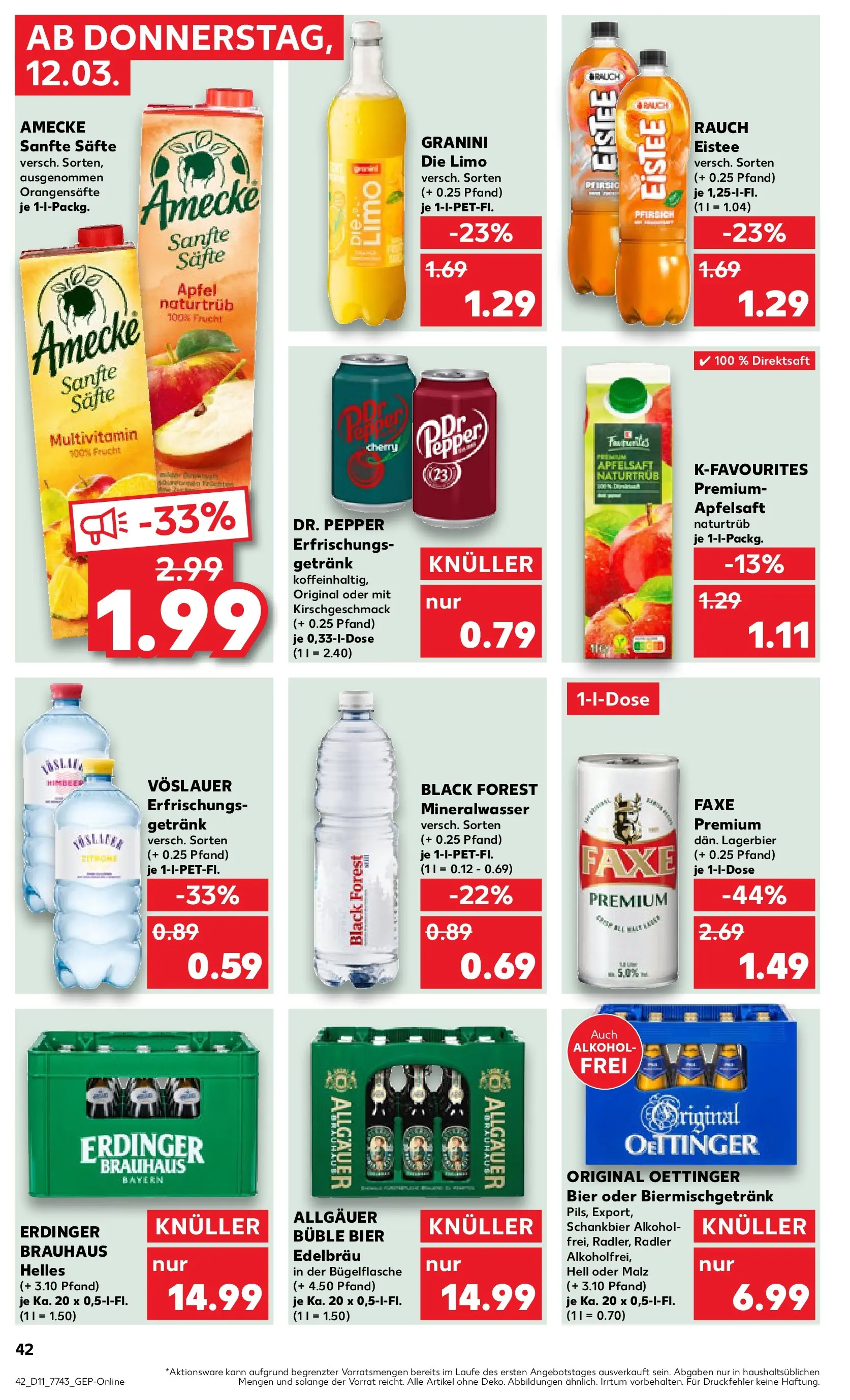 Prospekt Kaufland ab 09.03.2026 » Angebote Online zum Blättern | Seite: 54 | Produkte: Erdinger, Oettinger, Mineralwasser, Granini