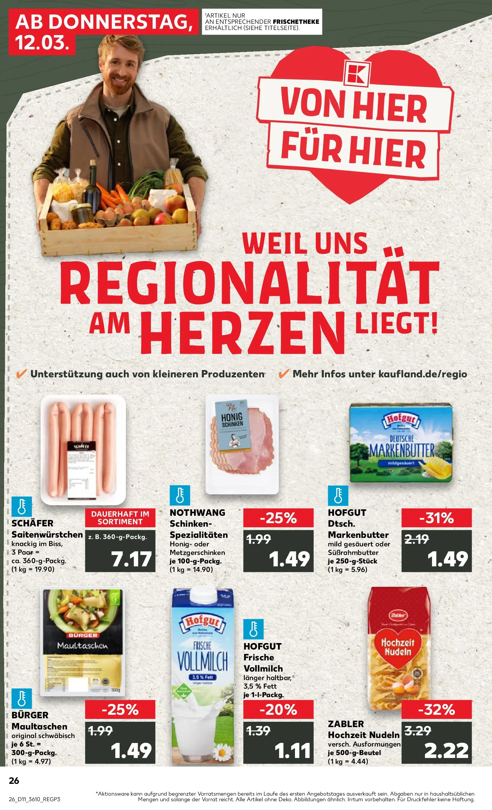 Prospekt Kaufland ab 12.03.2026 » Angebote Online zum Blättern | Seite: 26 | Produkte: Butter, Burger, Pasta, Maultaschen