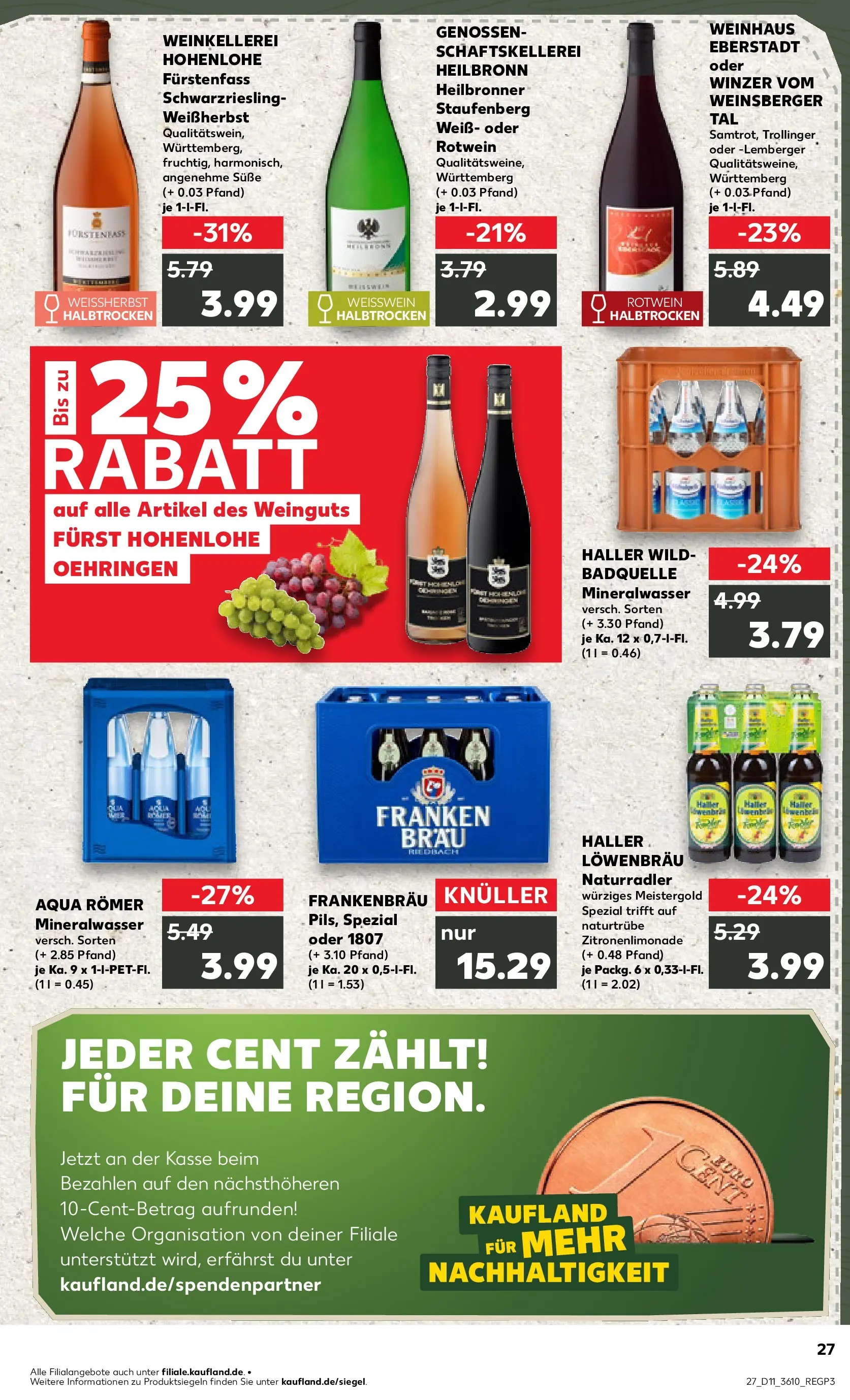 Prospekt Kaufland ab 12.03.2026 » Angebote Online zum Blättern | Seite: 27 | Produkte: Weißwein, Rotwein, Mineralwasser, Radler