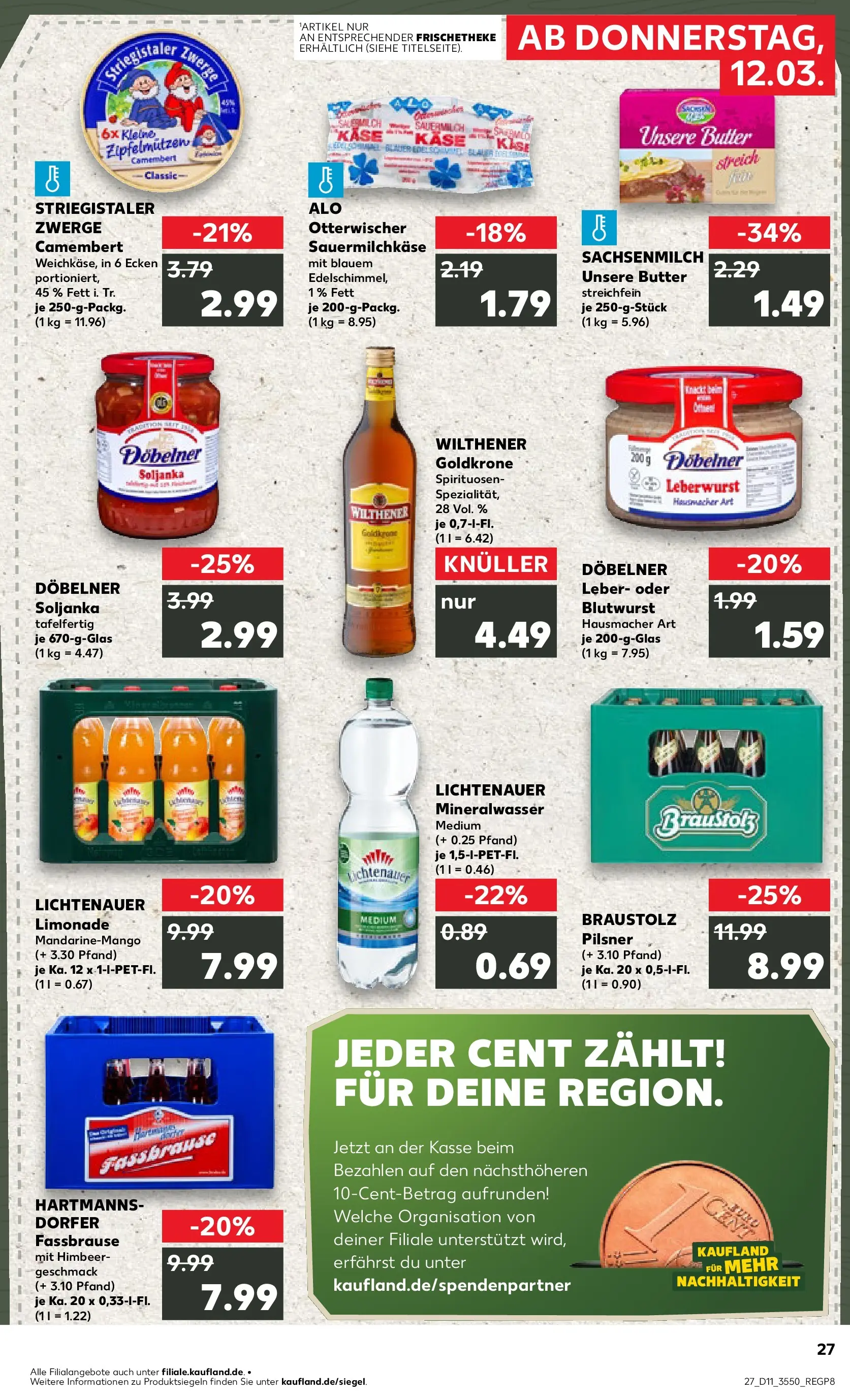 Prospekt Kaufland ab 09.03.2026 » Angebote Online zum Blättern | Seite: 39 | Produkte: Wilthener, Butter, Käse, Mineralwasser