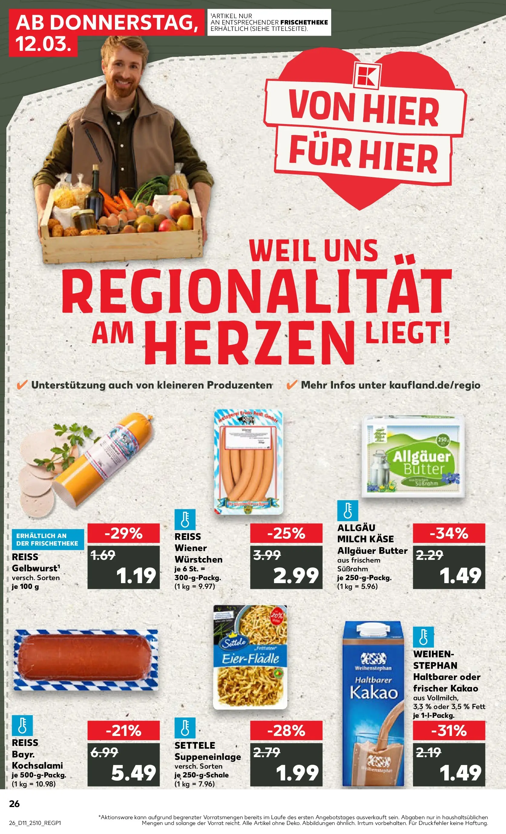 Prospekt Kaufland ab 11.03.2026 » Angebote Online zum Blättern | Seite: 34 | Produkte: Wiener wurstchen, Milch, Butter, Salami