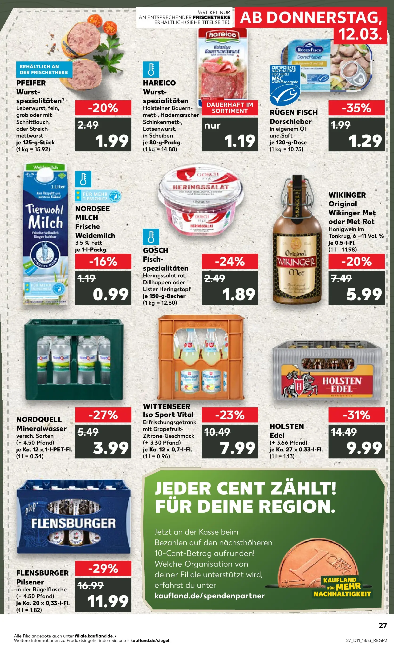 Prospekt Kaufland ab 09.03.2026 » Angebote Online zum Blättern | Seite: 39 | Produkte: Milch, Fisch, Grapefruit, Wurst