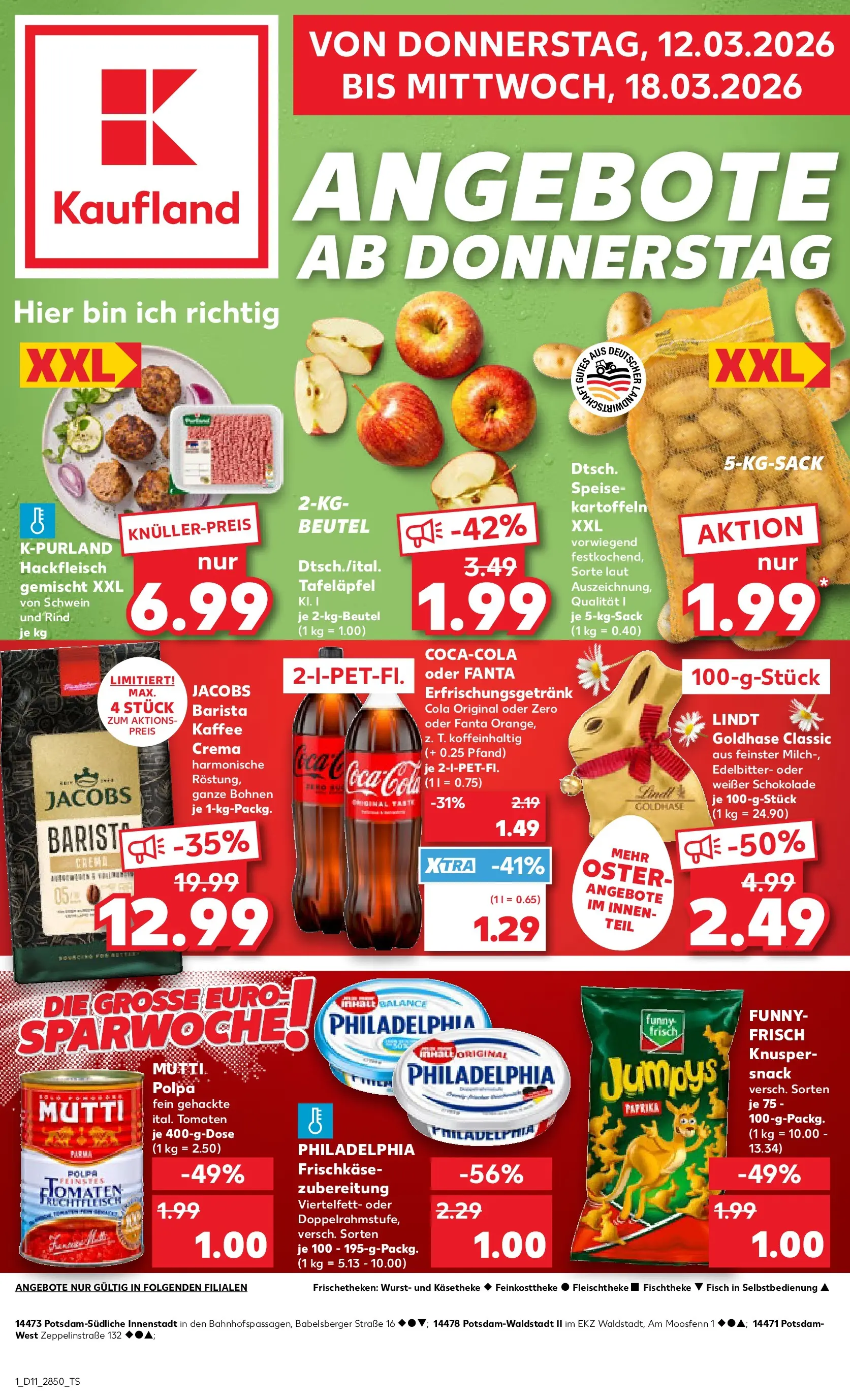Prospekt Kaufland ab 11.03.2026 » Angebote Online zum Blättern | Seite: 1 | Produkte: Milch, Philadelphia, Kartoffeln, Paprika