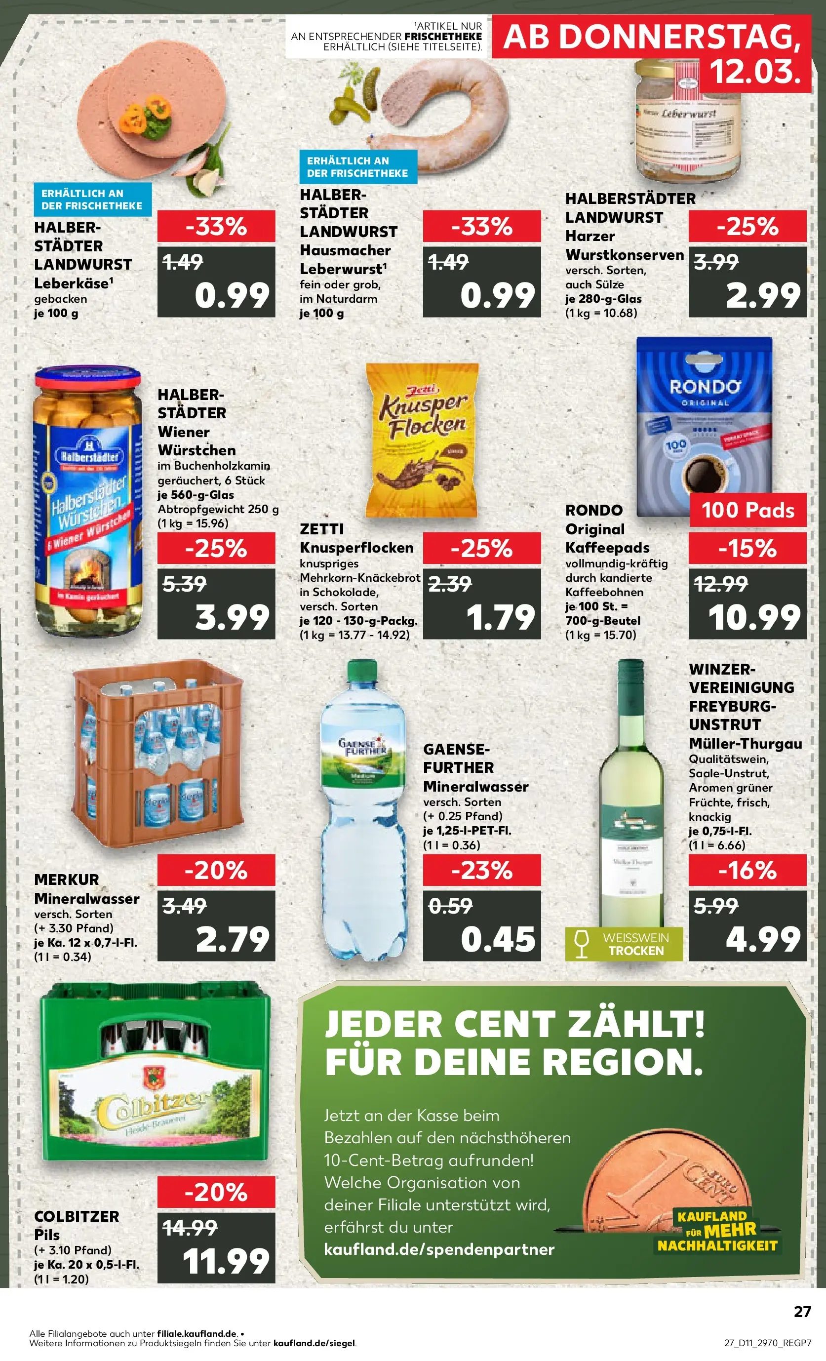 Prospekt Kaufland ab 09.03.2026 » Angebote Online zum Blättern | Seite: 39 | Produkte: Wiener wurstchen, Pils, Mineralwasser, Flocken