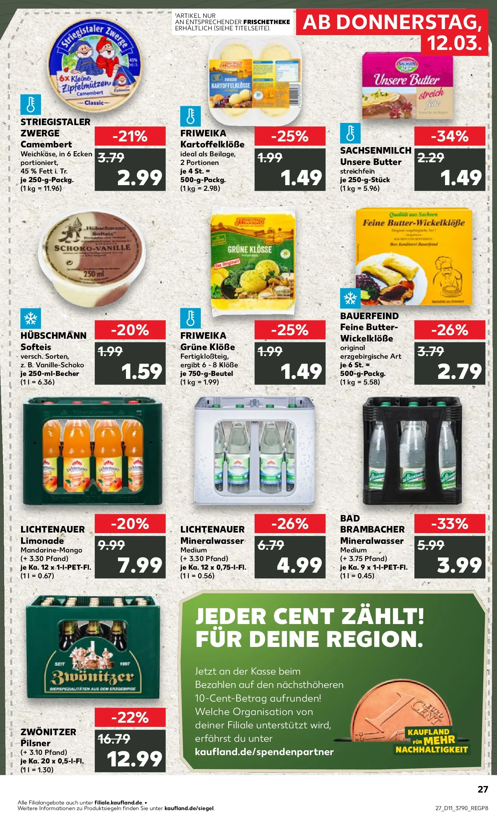 Prospekt Kaufland ab 12.03.2026 » Angebote Online zum Blättern | Seite: 27 | Produkte: Butter, Bad, Limonade, Mineralwasser