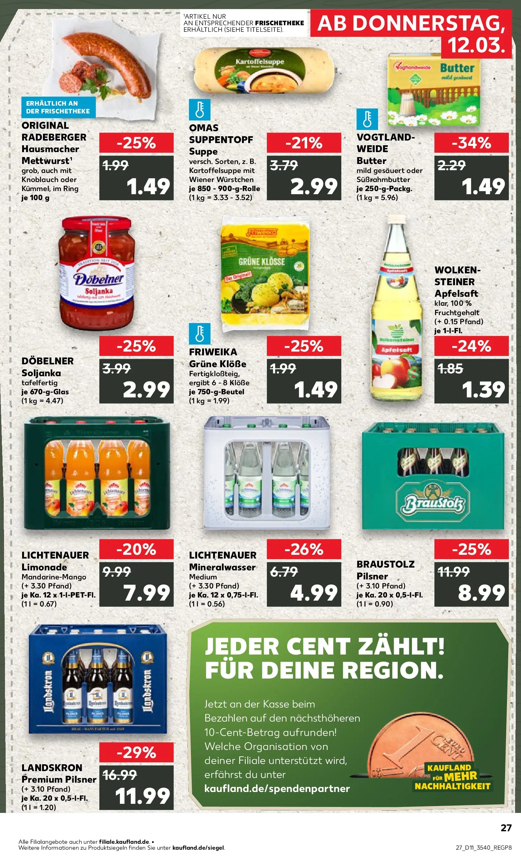 Prospekt Kaufland ab 09.03.2026 » Angebote Online zum Blättern | Seite: 39 | Produkte: Butter, Apfelsaft, Mineralwasser, Apple