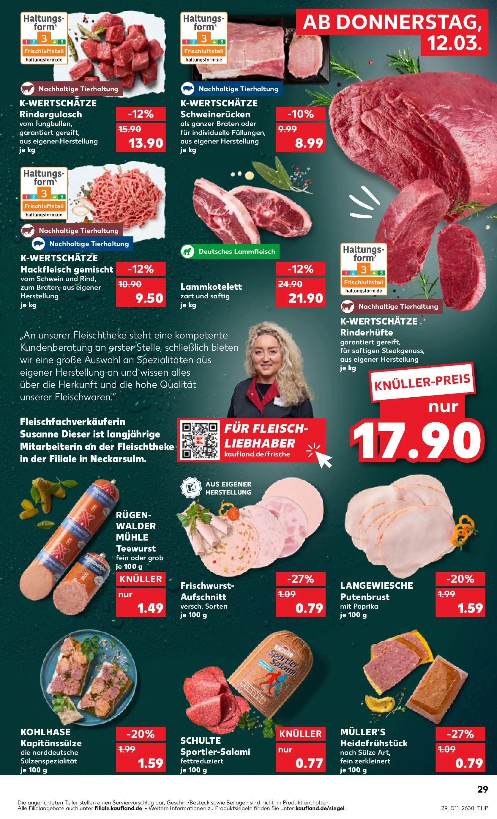 Prospekt Kaufland ab 09.03.2026 » Angebote Online zum Blättern | Seite: 41 | Produkte: Rindergulasch, Schweinerucken, Salami, Hackfleisch