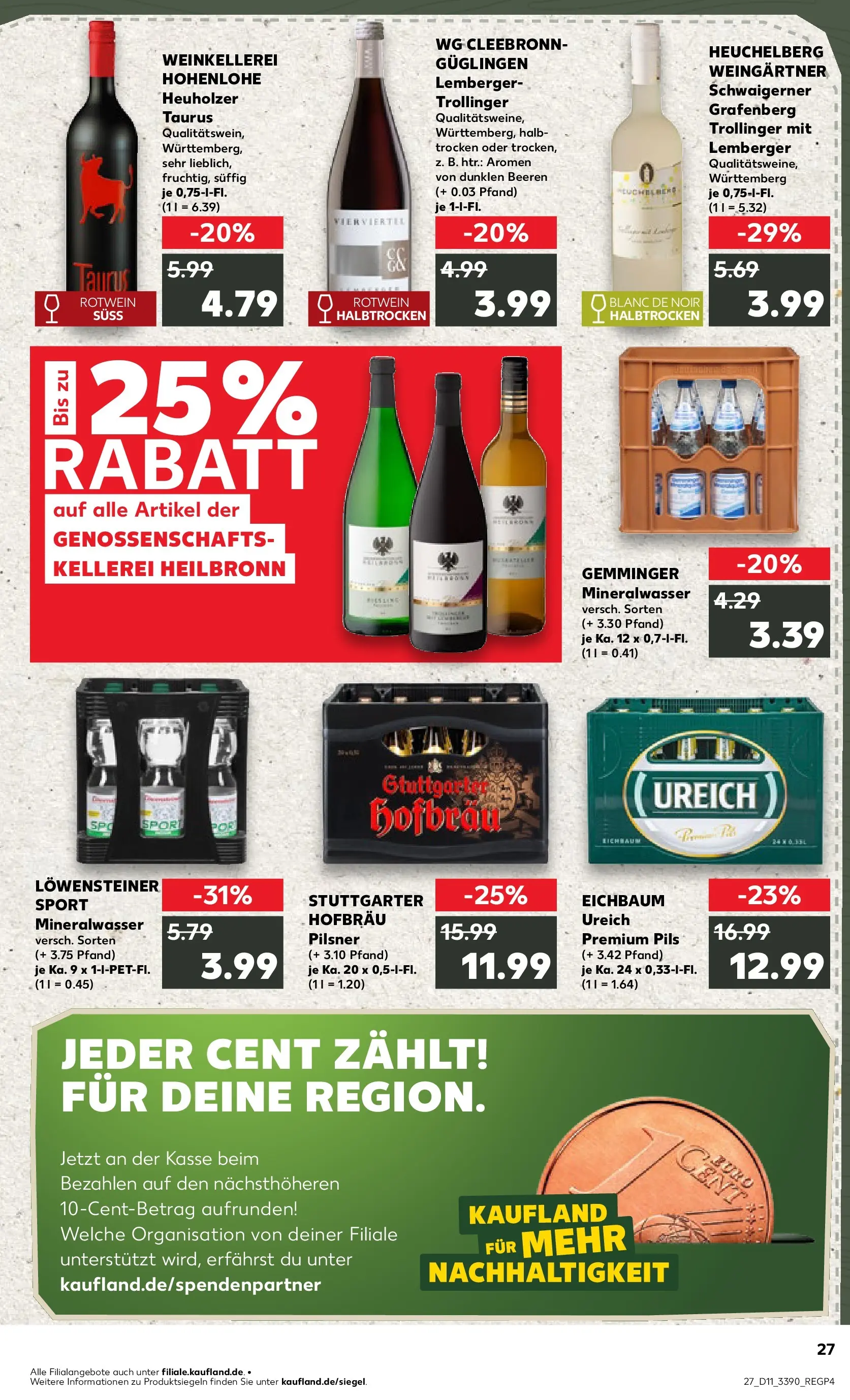 Prospekt Kaufland ab 12.03.2026 » Angebote Online zum Blättern | Seite: 27 | Produkte: Rotwein, Pils, Mineralwasser