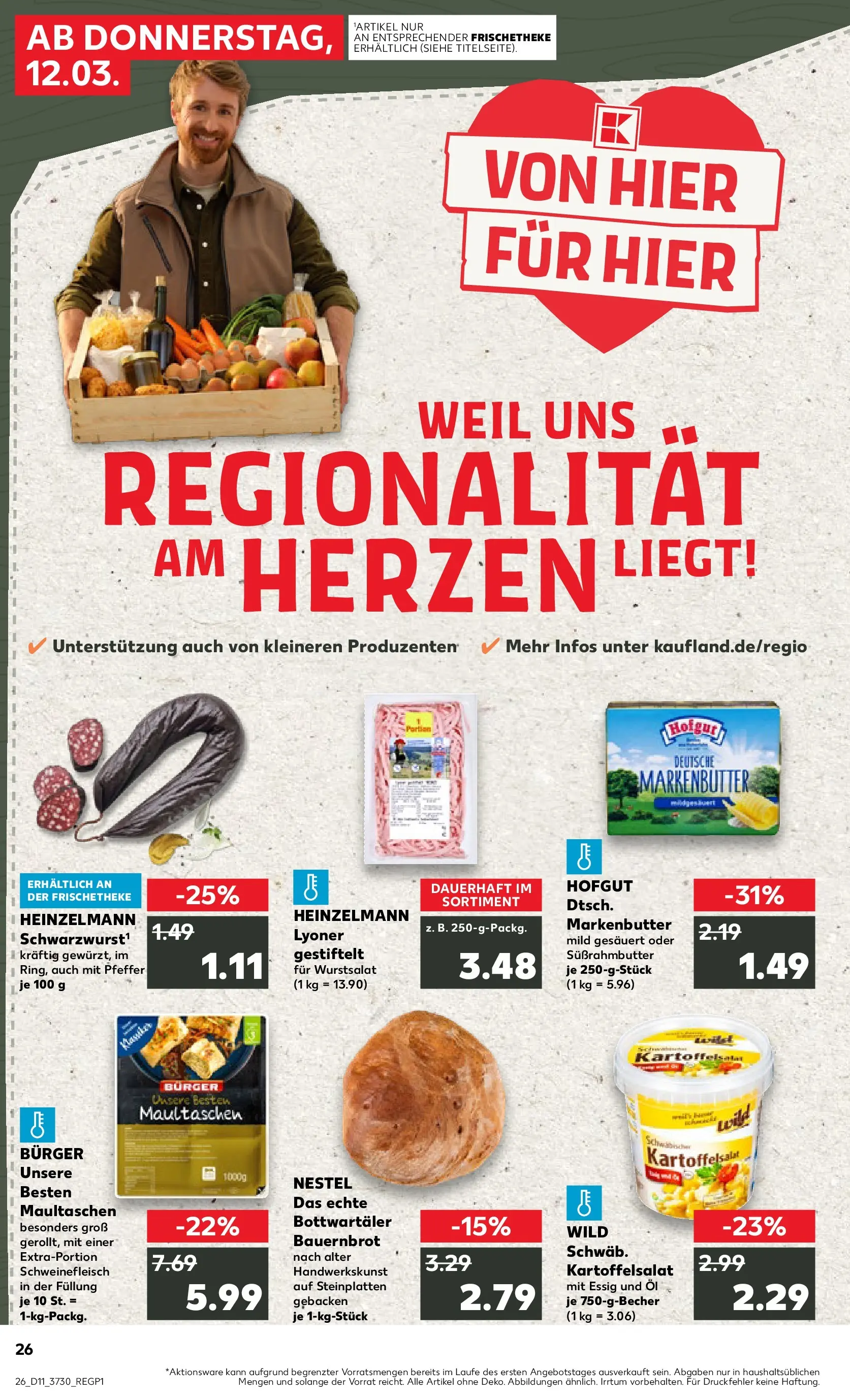 Prospekt Kaufland ab 12.03.2026 » Angebote Online zum Blättern | Seite: 26 | Produkte: Öl, Essig, Pfeffer, Maultaschen