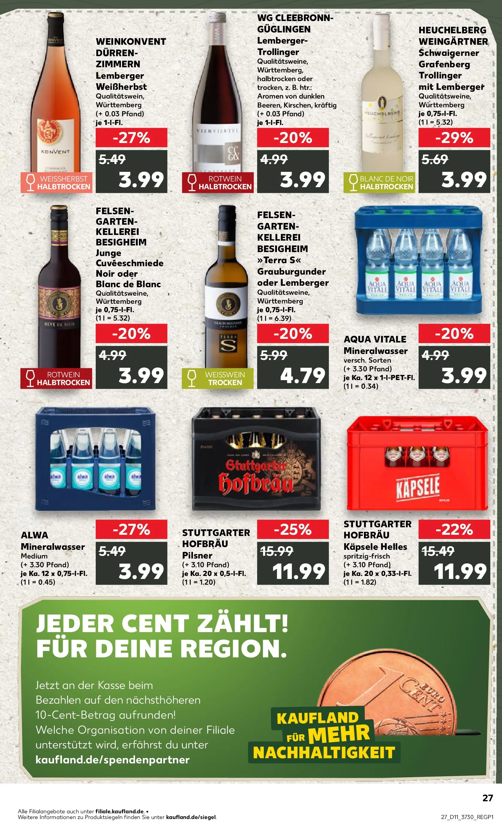 Prospekt Kaufland ab 12.03.2026 » Angebote Online zum Blättern | Seite: 27 | Produkte: Weißwein, Rotwein, Mineralwasser