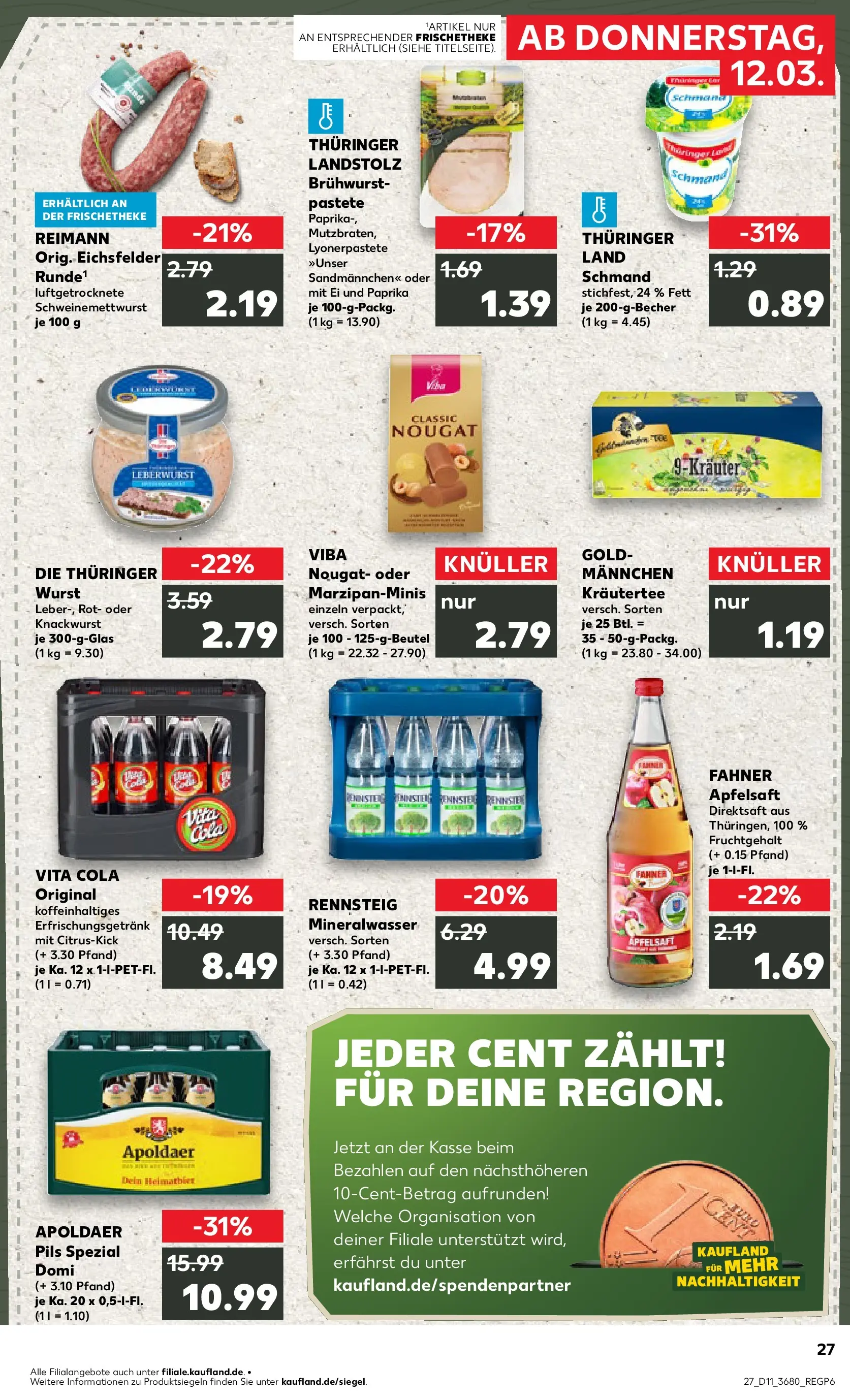 Prospekt Kaufland ab 12.03.2026 » Angebote und Werbung Online | Seite: 27 | Produkte: Cola, Mineralwasser, Apple, Paprika Prospekt Kaufland ab 12.03.2026 » Angebote Online zum Blättern | Seite: 27 | Produkte: Cola, Mineralwasser, Apple, Paprika