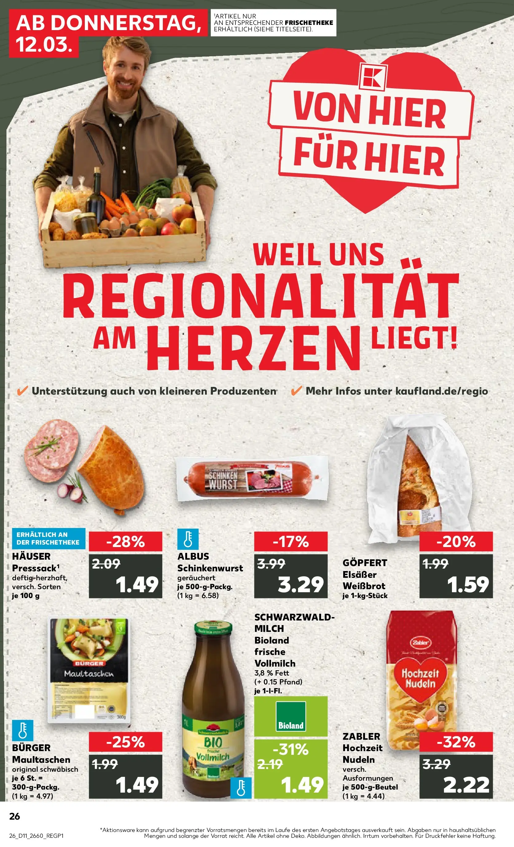 Prospekt Kaufland ab 09.03.2026 » Angebote Online zum Blättern | Seite: 38 | Produkte: Milch, Wurst, Schinken, Nudeln