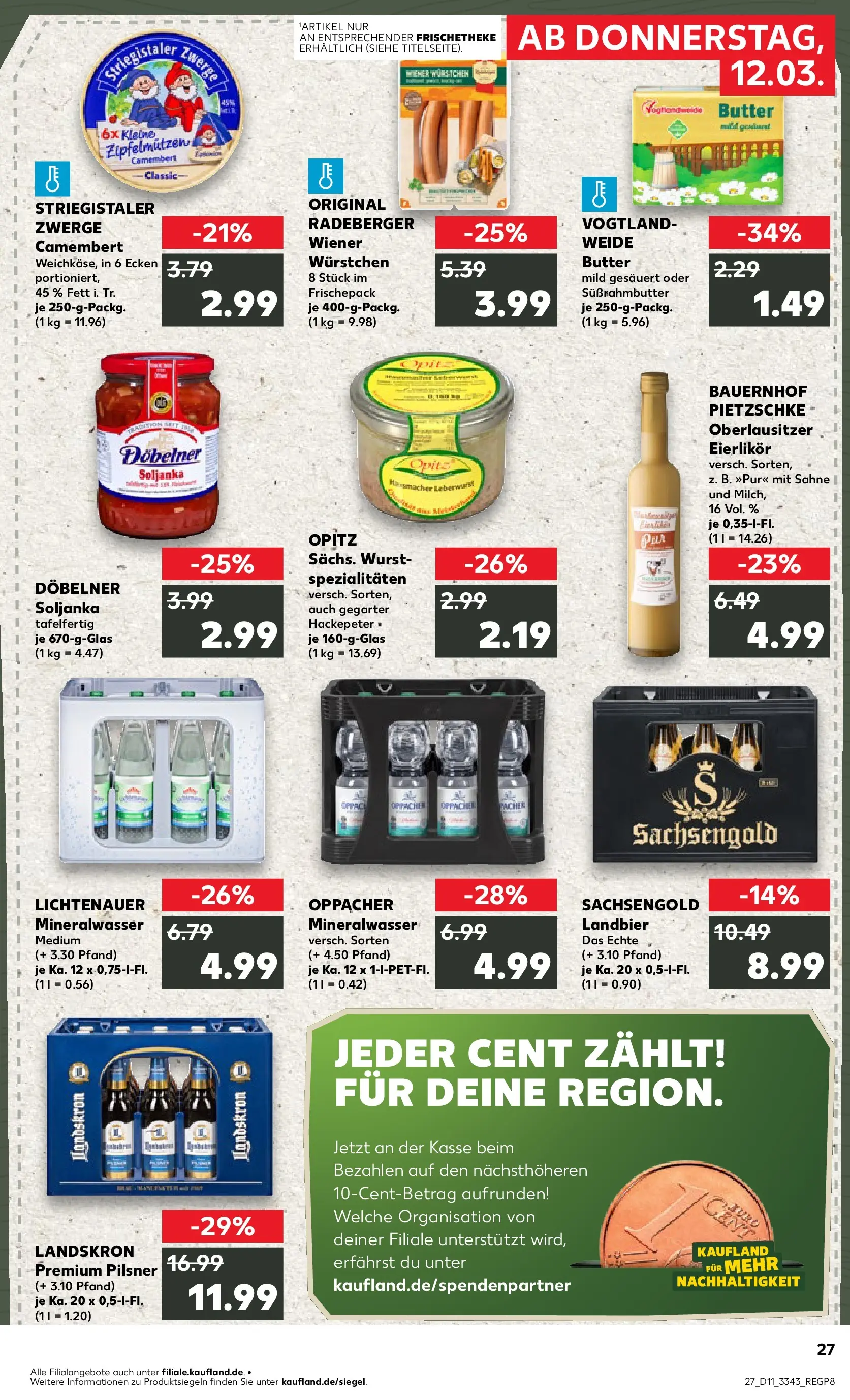 Prospekt Kaufland ab 09.03.2026 » Angebote Online zum Blättern | Seite: 39 | Produkte: Wiener wurstchen, Mineralwasser, Wurst, Sahne