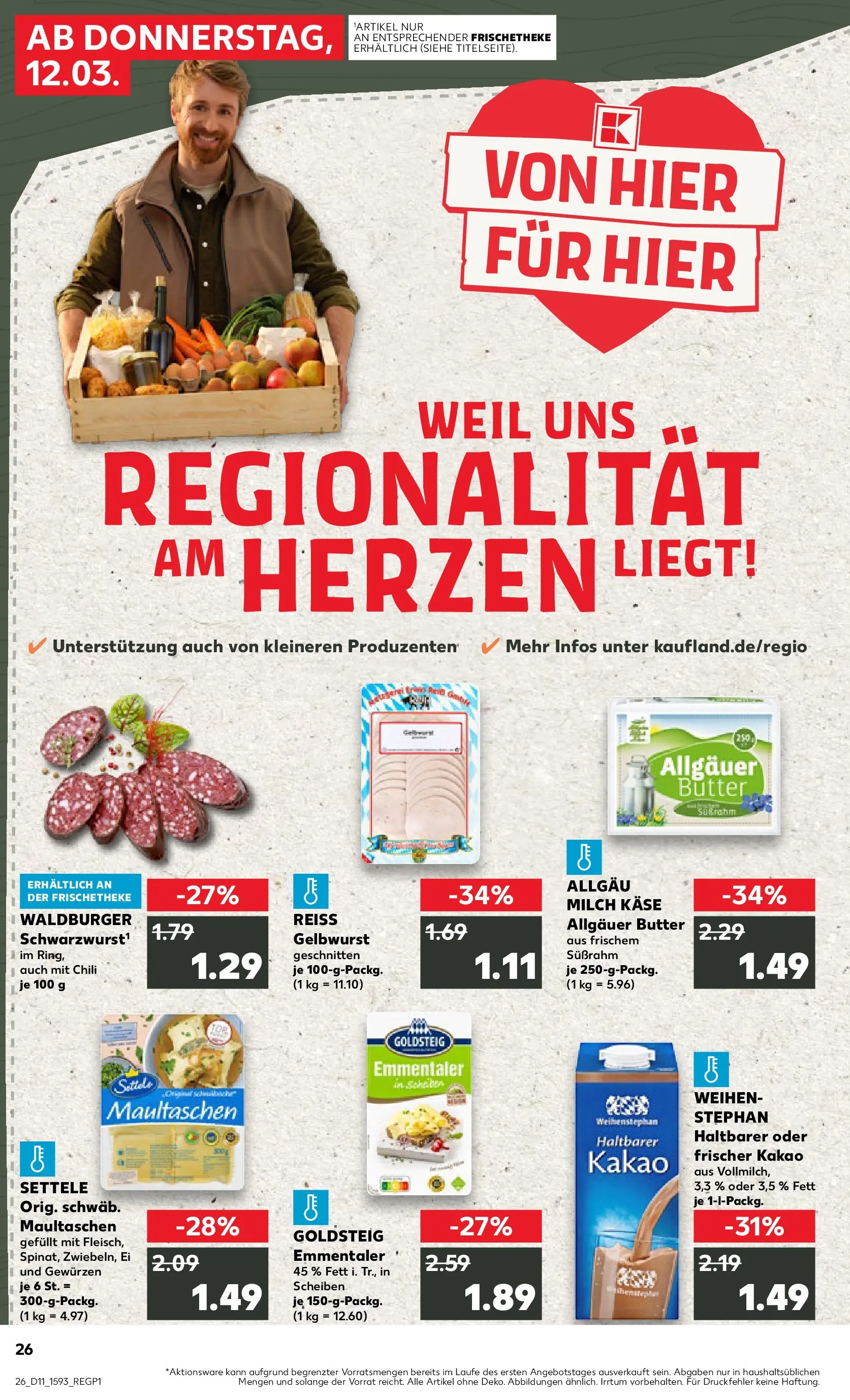 Prospekt Kaufland ab 09.03.2026 » Angebote Online zum Blättern | Seite: 38 | Produkte: Milch, Butter, Käse, Maultaschen