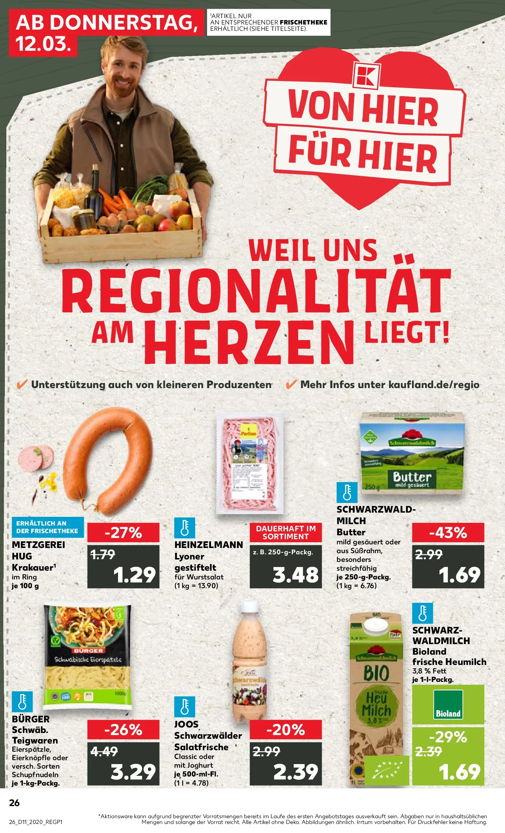 Prospekt Kaufland ab 12.03.2026 » Angebote Online zum Blättern | Seite: 26 | Produkte: Milch, Butter, Dressing, Burger
