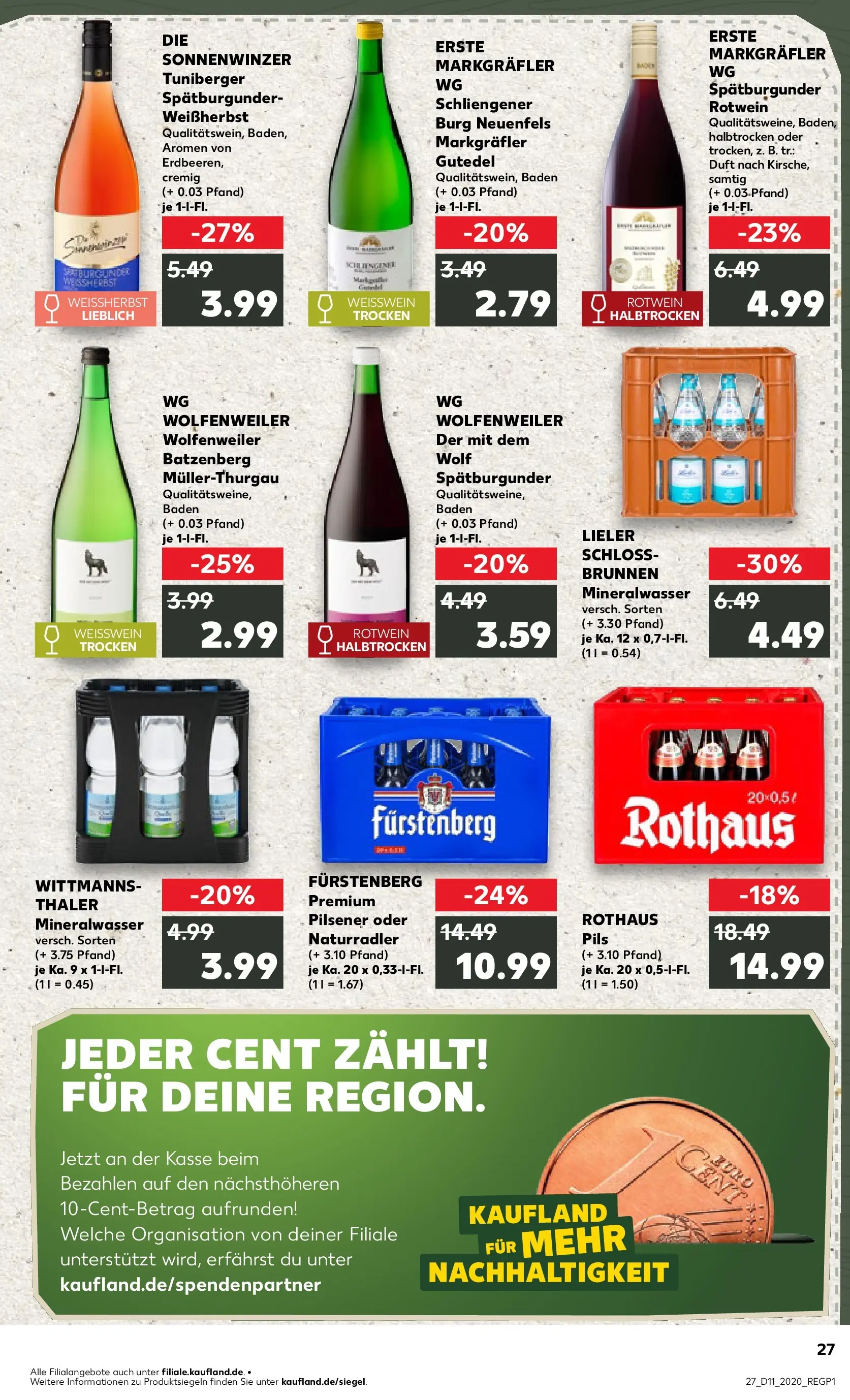 Prospekt Kaufland ab 12.03.2026 » Angebote Online zum Blättern | Seite: 27 | Produkte: Weißwein, Rotwein, Pils, Mineralwasser
