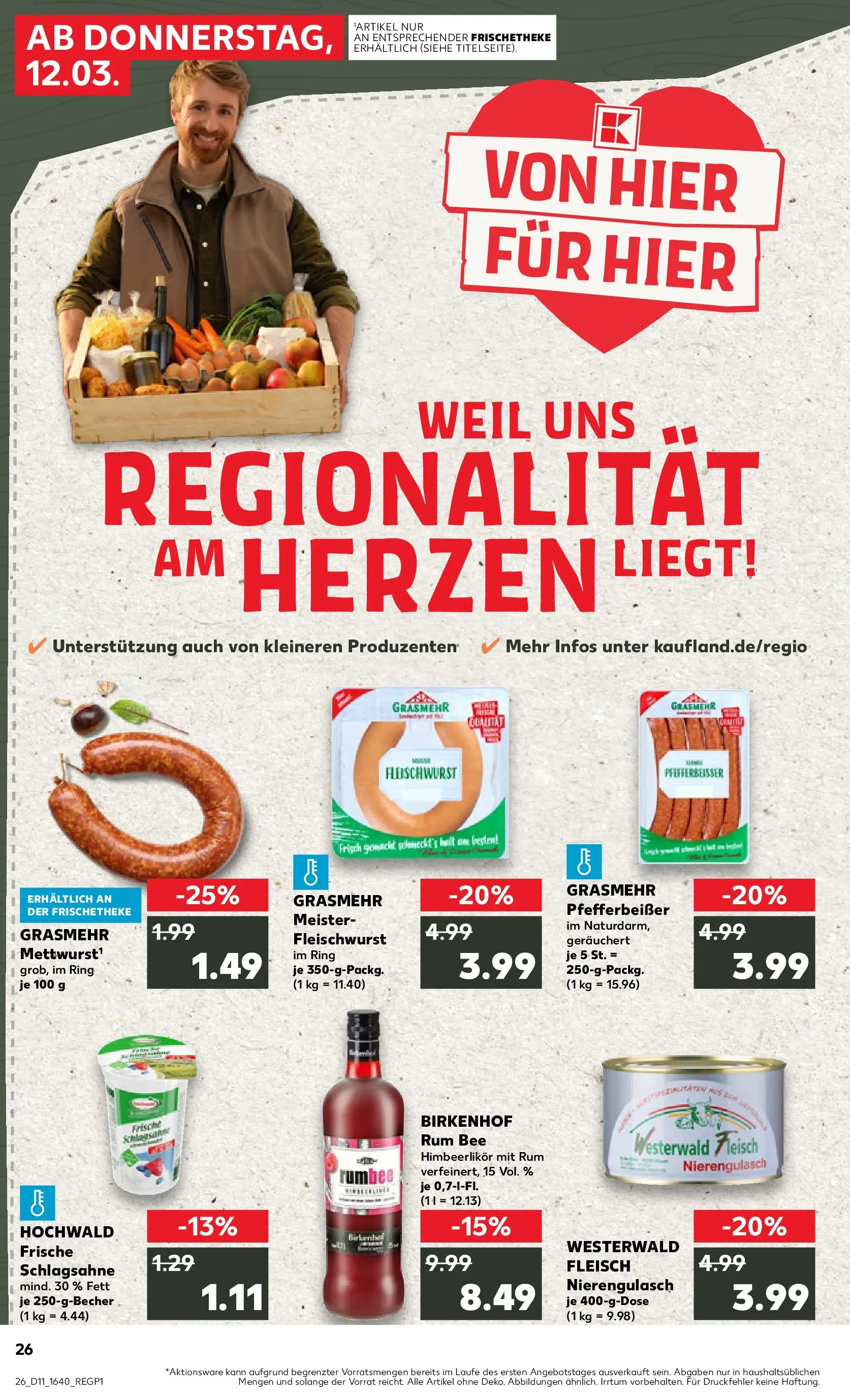 Prospekt Kaufland ab 09.03.2026 » Angebote Online zum Blättern | Seite: 38 | Produkte: Schlagsahne, Rum, Fleisch