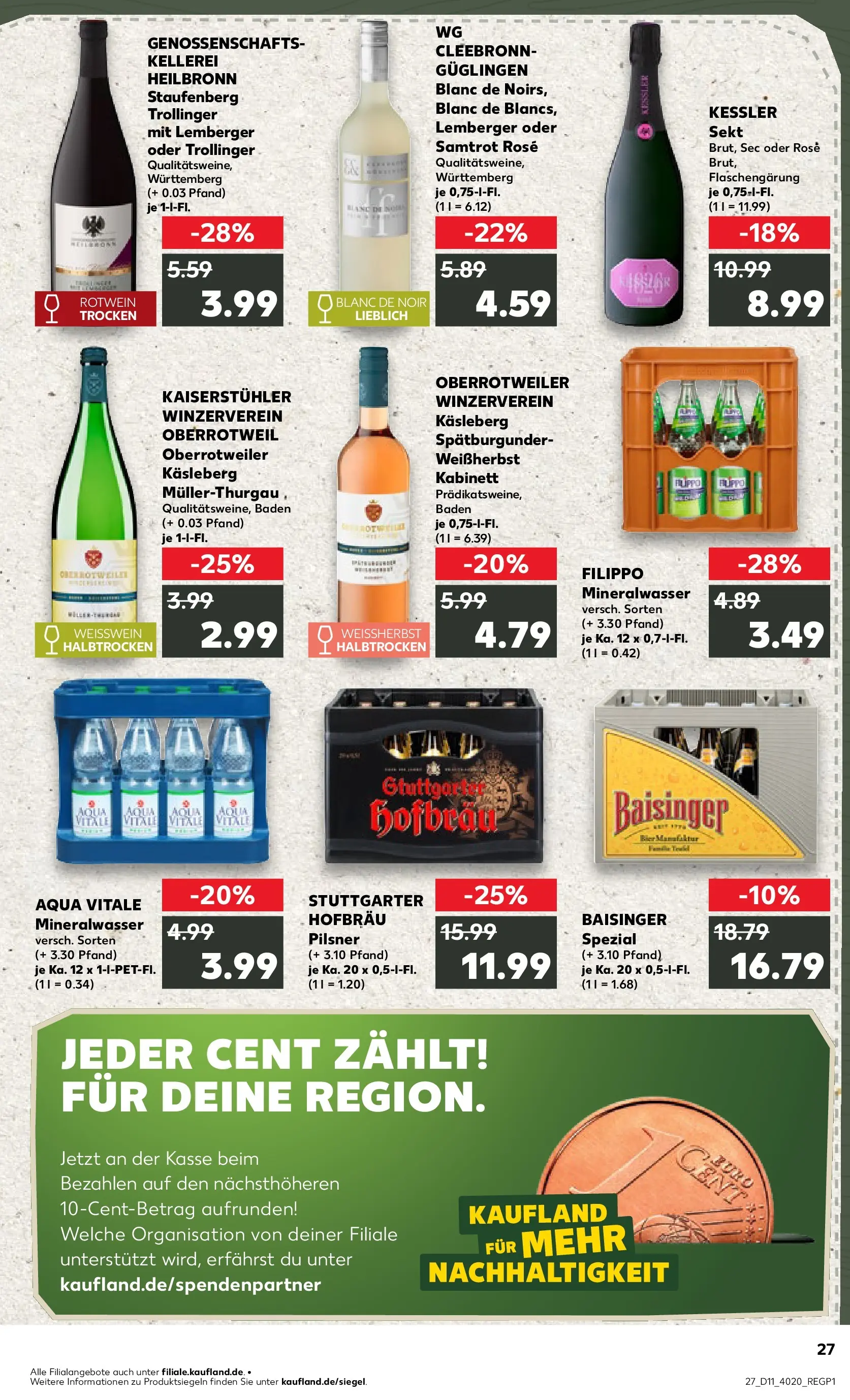 Prospekt Kaufland ab 12.03.2026 » Angebote Online zum Blättern | Seite: 27 | Produkte: Weißwein, Rotwein, Sekt, Mineralwasser