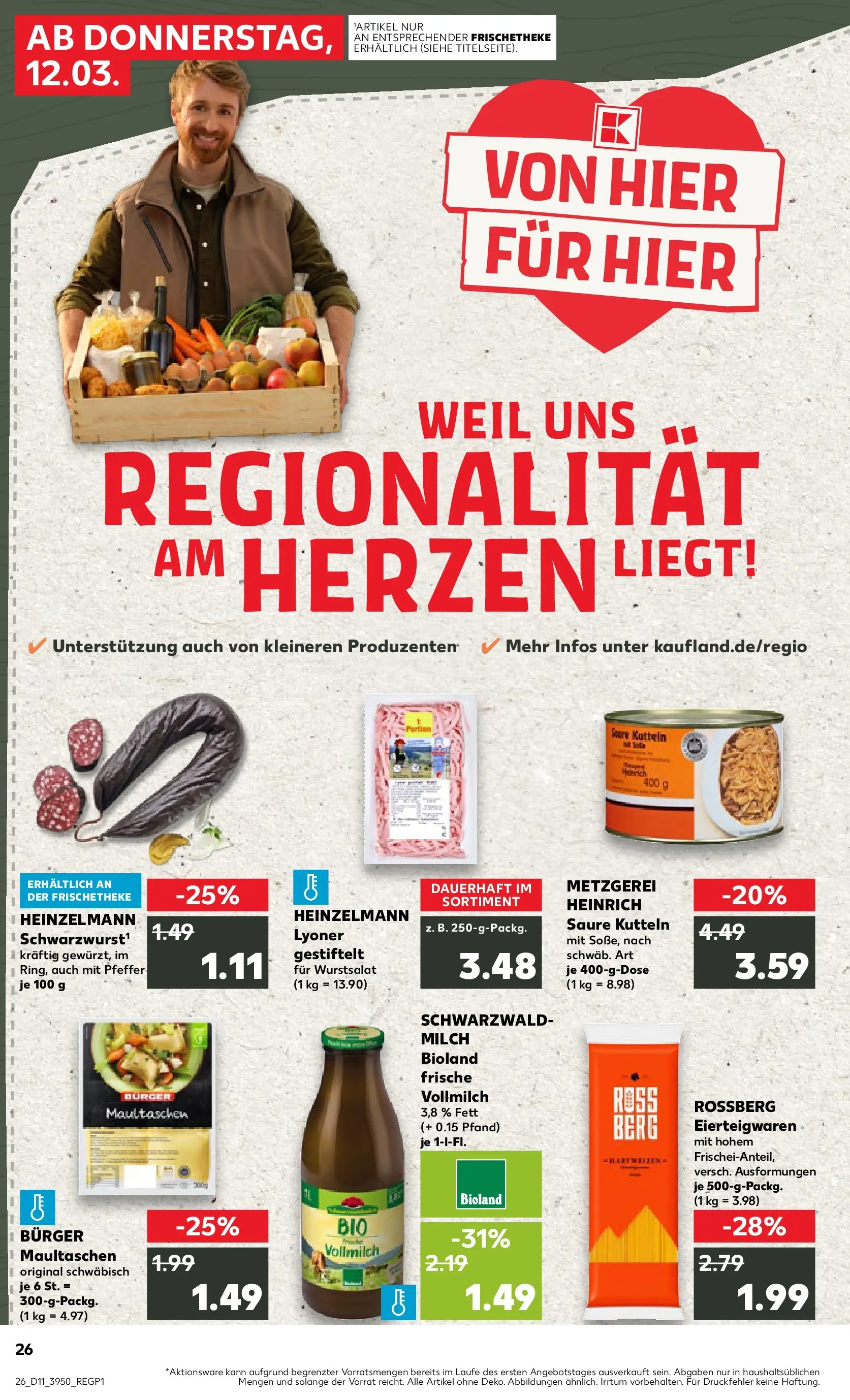 Prospekt Kaufland ab 09.03.2026 » Angebote Online zum Blättern | Seite: 38 | Produkte: Milch, Burger, Pfeffer, Pasta
