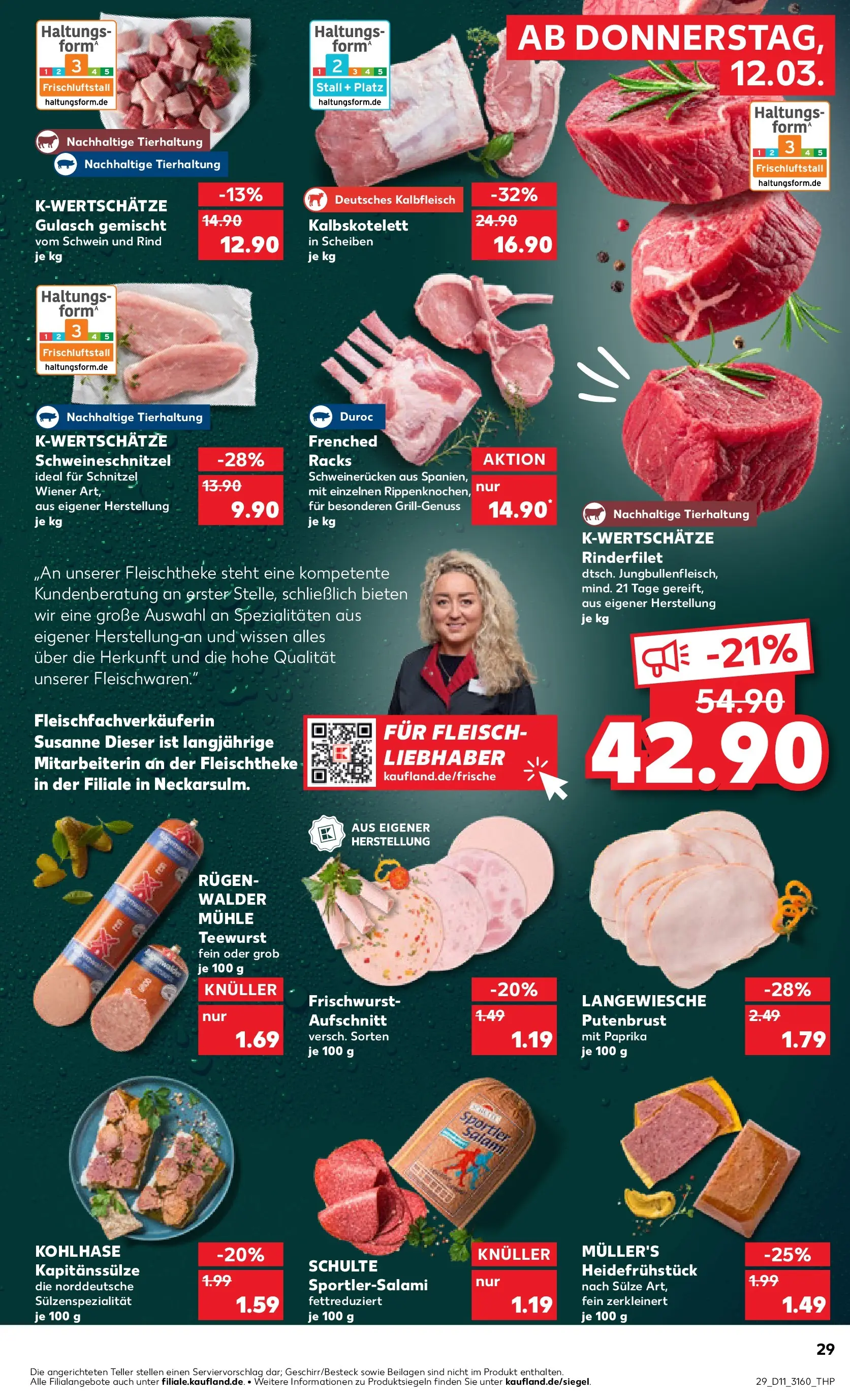 Prospekt Kaufland ab 12.03.2026 » Angebote Online zum Blättern | Seite: 29 | Produkte: Mühle, Schnitzel, Schweinerucken, Salami
