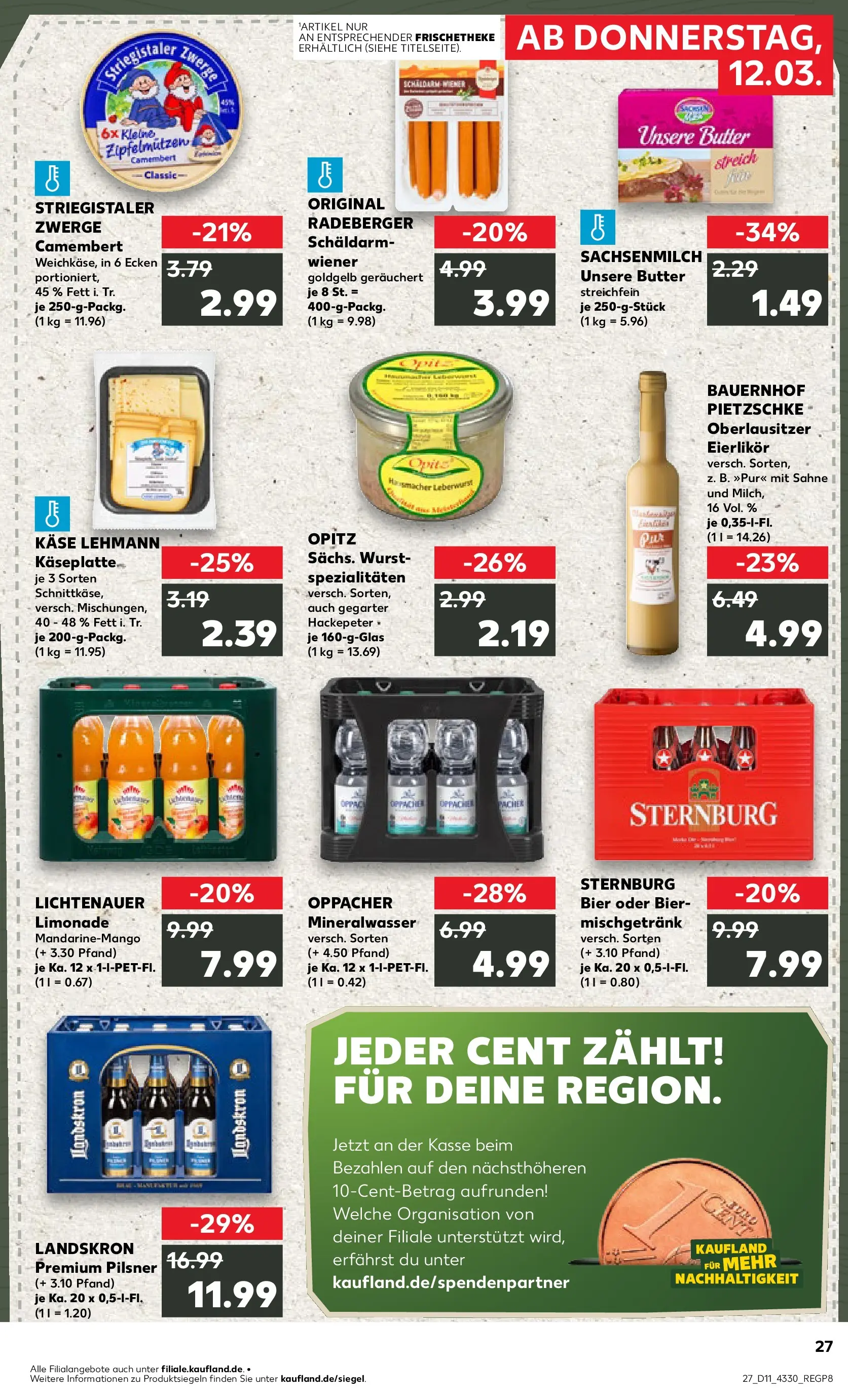 Prospekt Kaufland ab 12.03.2026 » Angebote Online zum Blättern | Seite: 27 | Produkte: Butter, Käse, Bier, Sahne