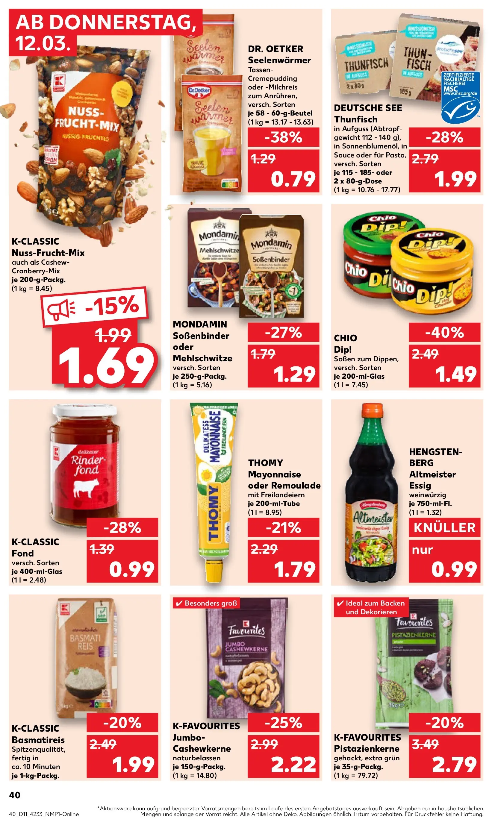 Prospekt Kaufland ab 09.03.2026 » Angebote Online zum Blättern | Seite: 52 | Produkte: Gewicht, Basmatireis, Thunfisch, Reis