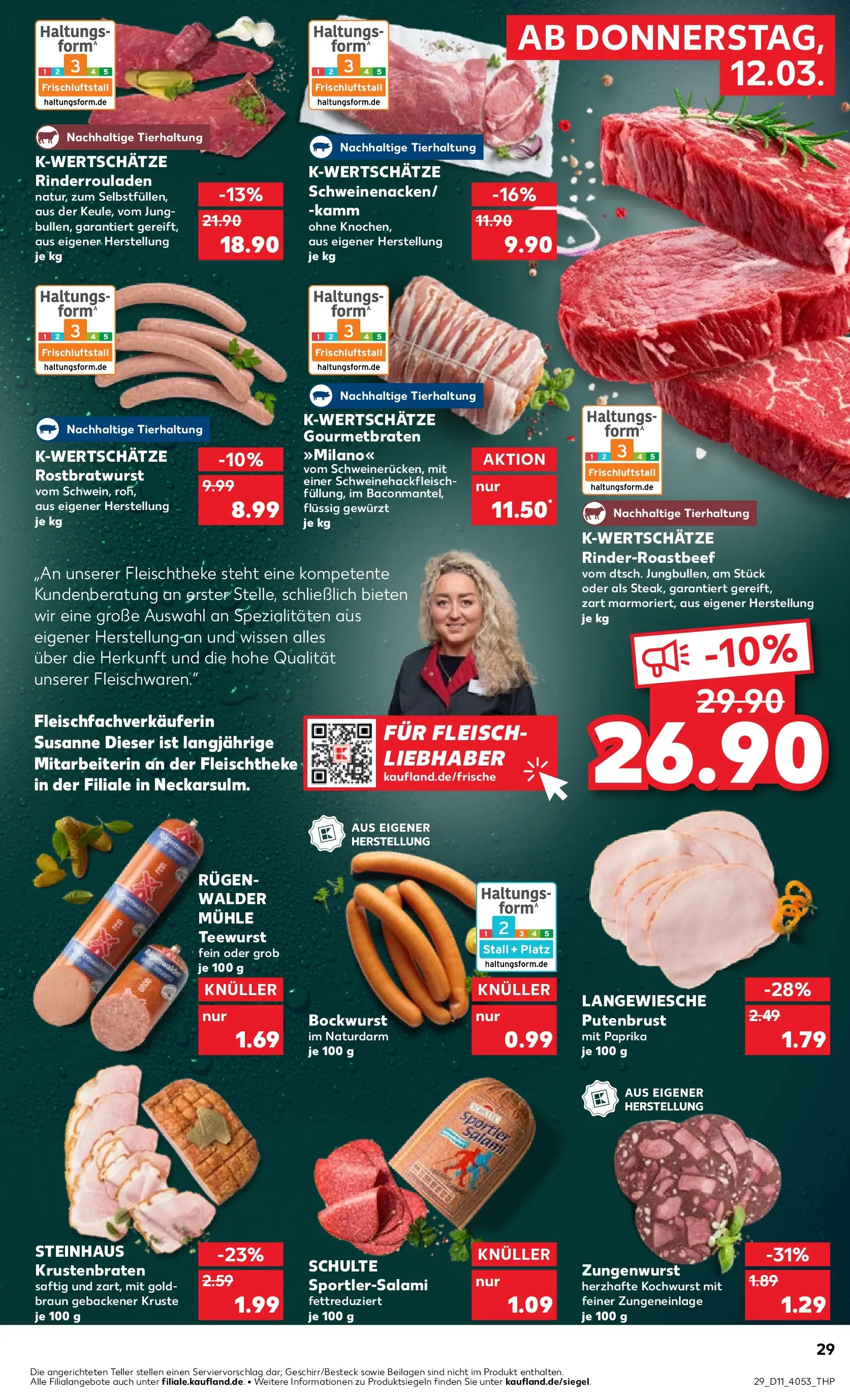 Prospekt Kaufland ab 12.03.2026 » Angebote Online zum Blättern | Seite: 33 | Produkte: Rinderrouladen, Krustenbraten, Paprika, Fleisch