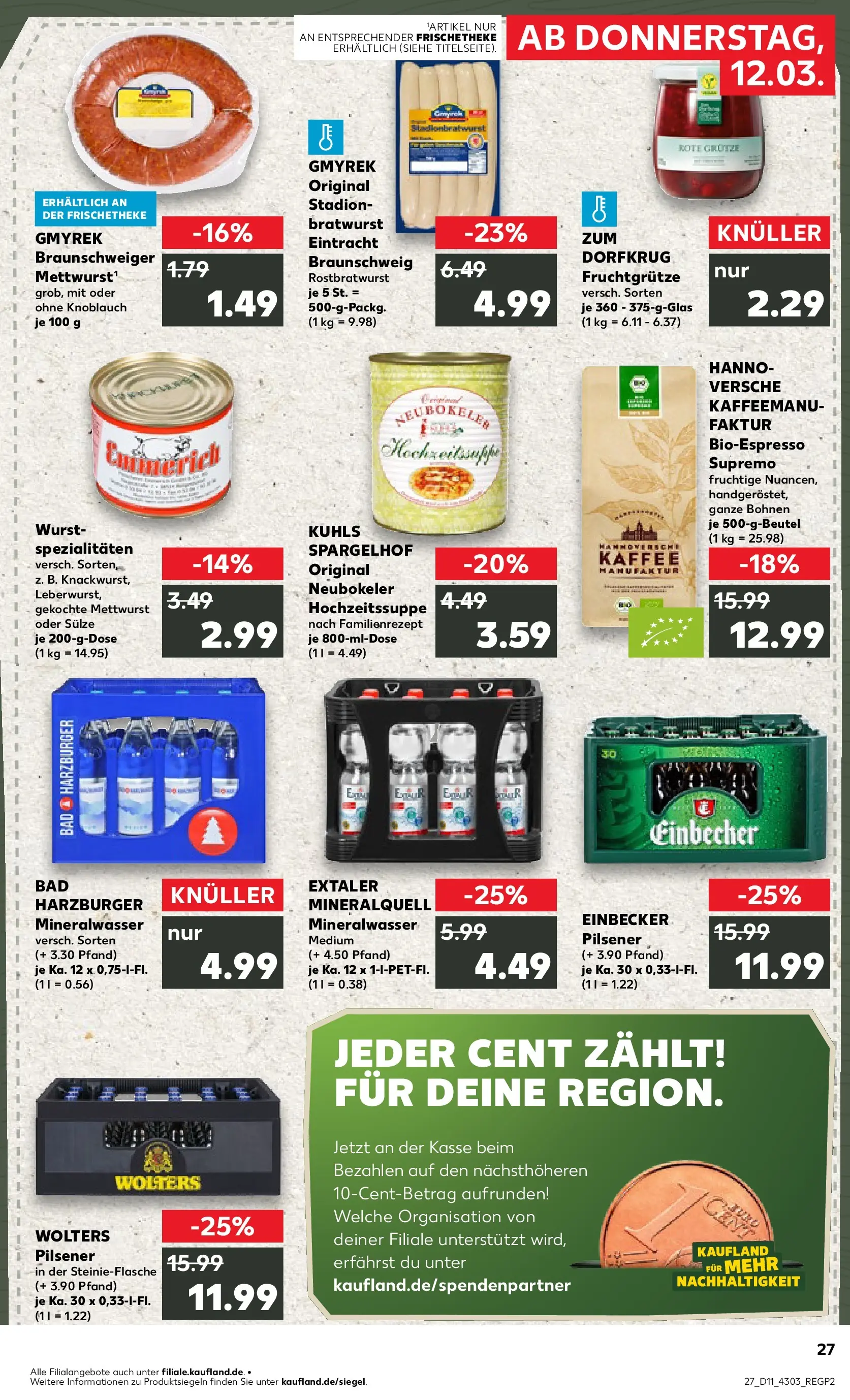 Prospekt Kaufland ab 09.03.2026 » Angebote Online zum Blättern | Seite: 39 | Produkte: Bratwurst, Mineralwasser, Wurst, Knoblauch
