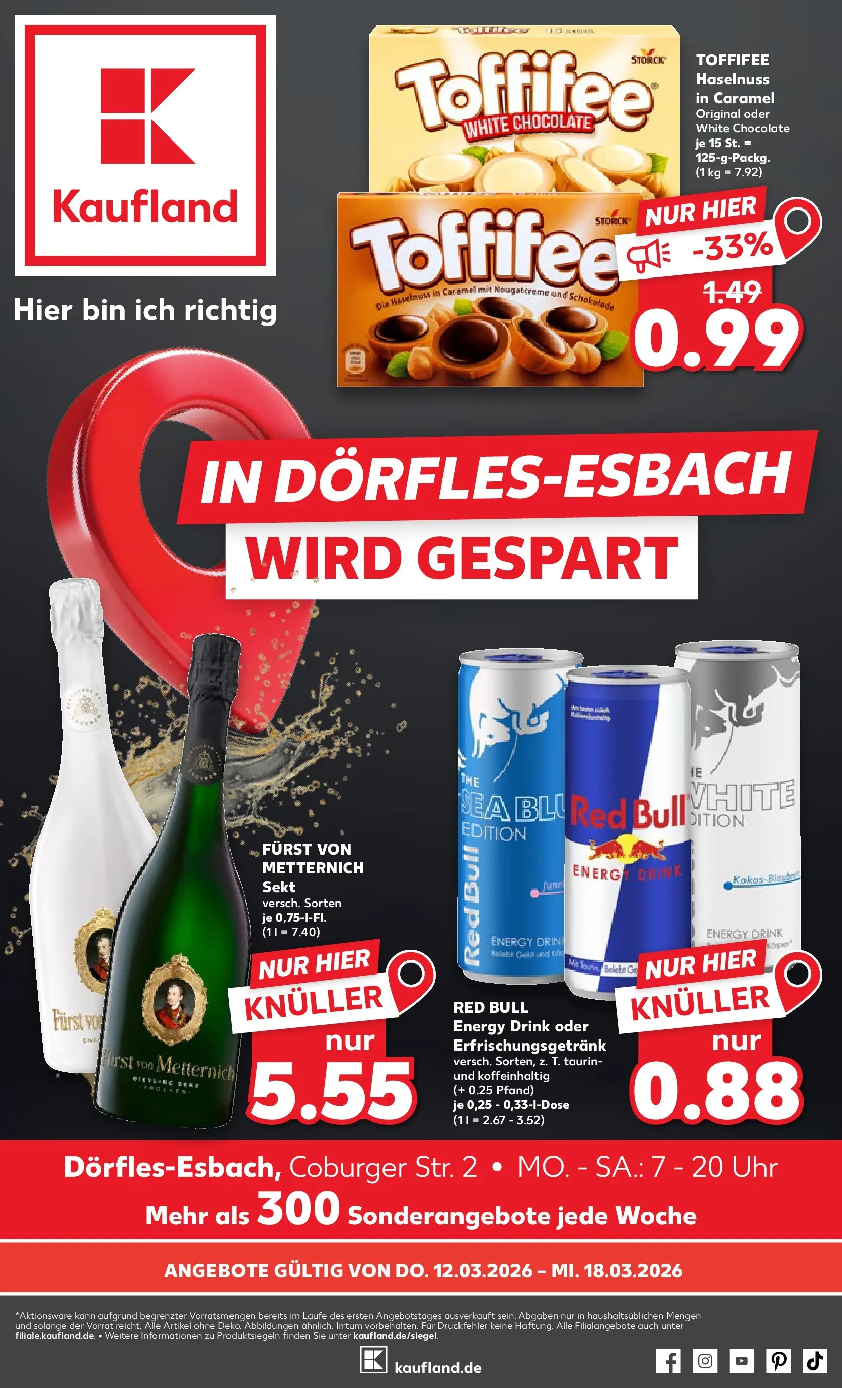 Prospekt Kaufland ab 12.03.2026 » Angebote Online zum Blättern | Seite: 1 | Produkte: Furst von metternich, Schokolade, Sekt, Toffifee