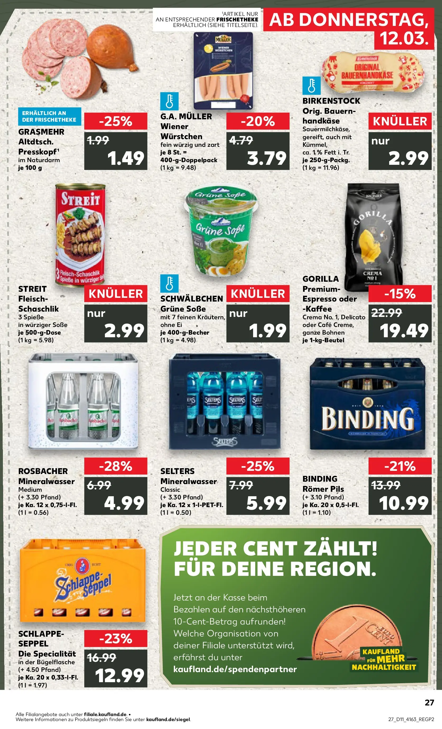 Prospekt Kaufland ab 09.03.2026 » Angebote Online zum Blättern | Seite: 39 | Produkte: Kaffee, Pils, Spieße, Soße