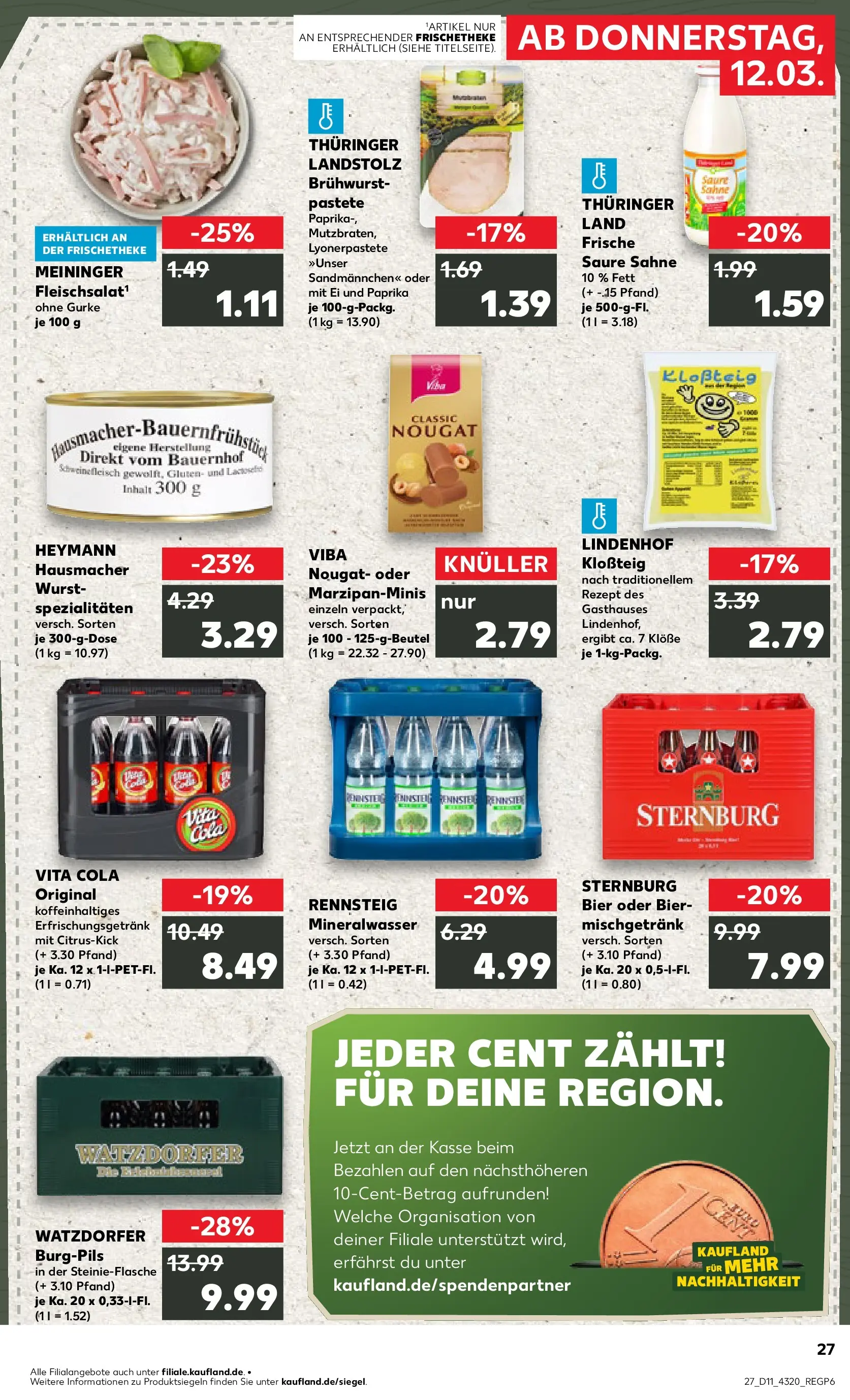 Prospekt Kaufland ab 12.03.2026 » Angebote Online zum Blättern | Seite: 27 | Produkte: Cola, Bier, Wurst, Sahne